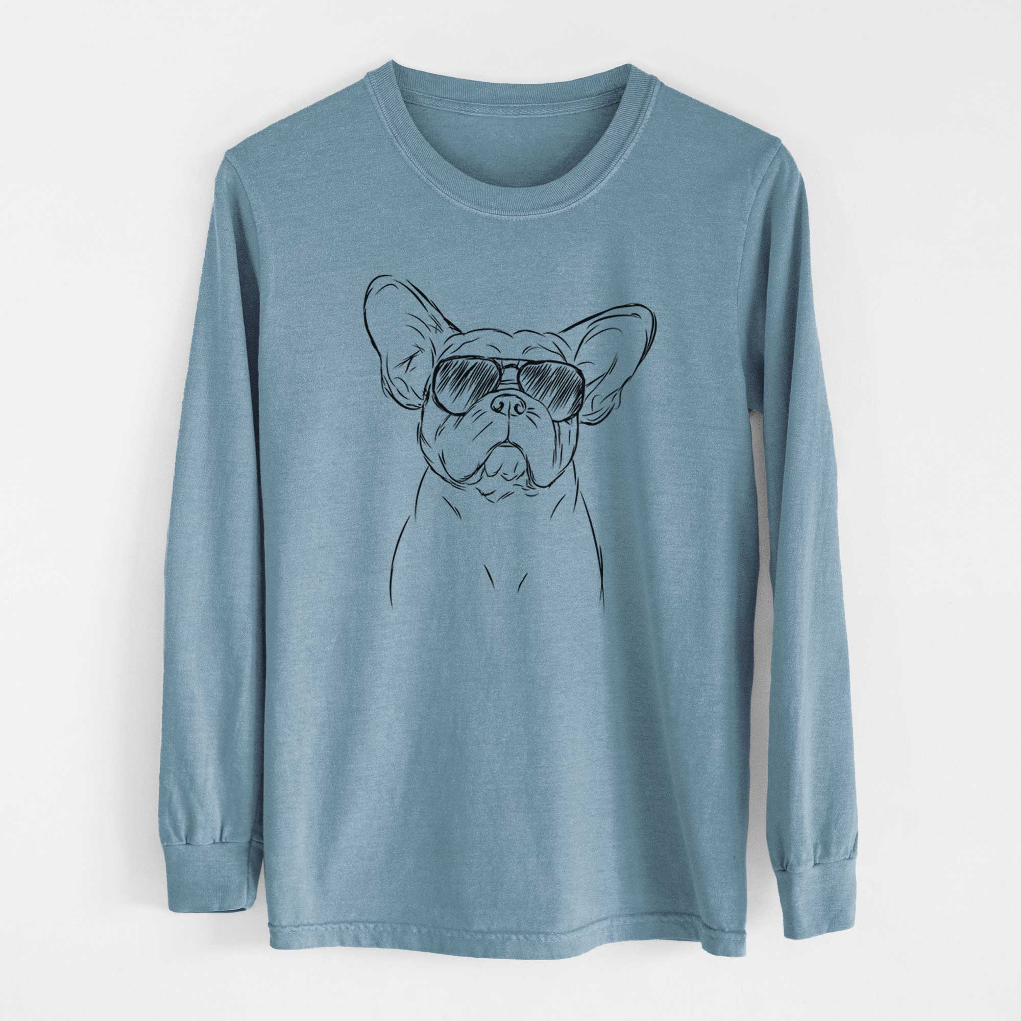 Aviator Pierre the French Bulldog - Men's Heavyweight 100% Cotton Long Sleeve - Image 8