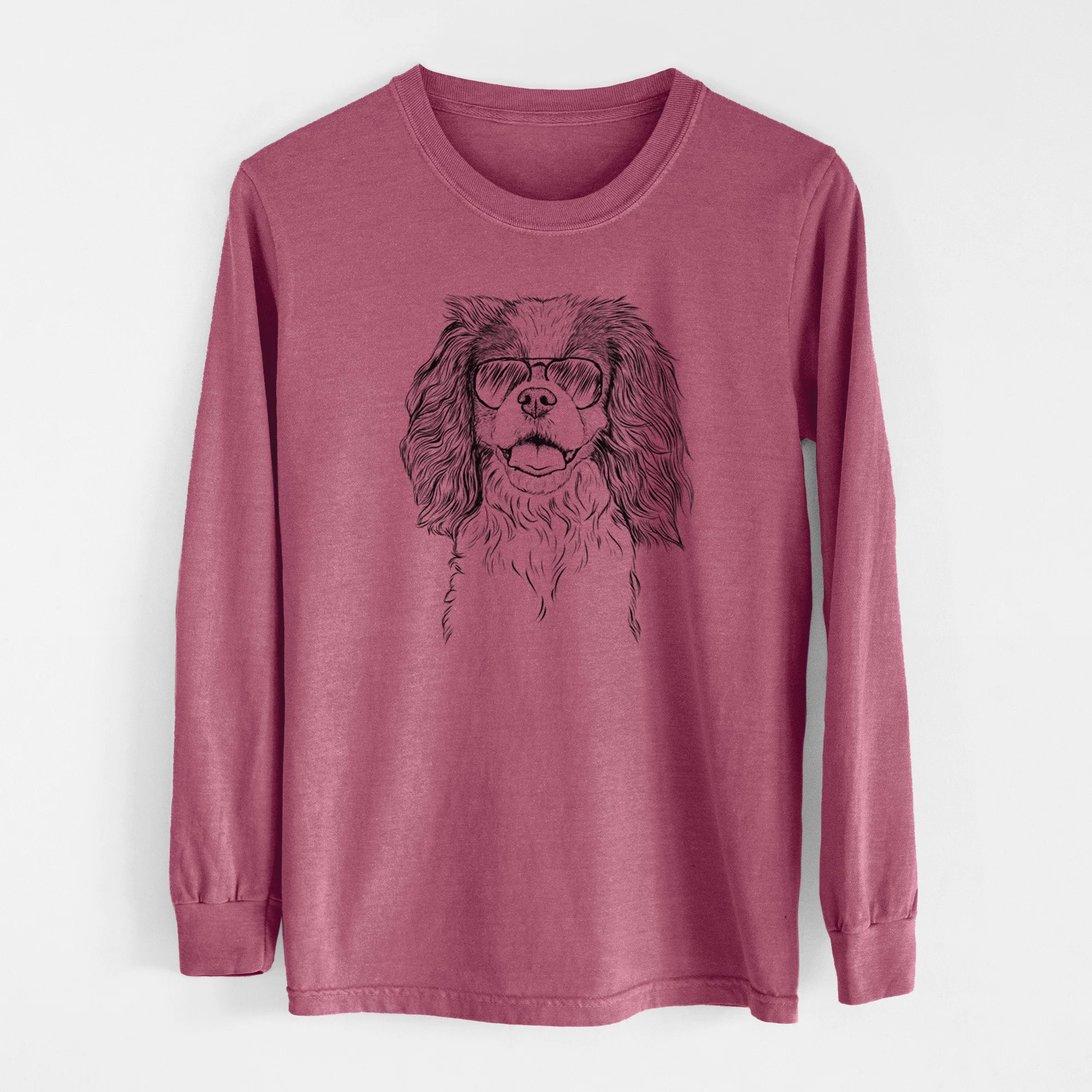 Aviator Poppy the Cavalier King Charles Spaniel - Men's Heavyweight 100% Cotton Long Sleeve - Image 11