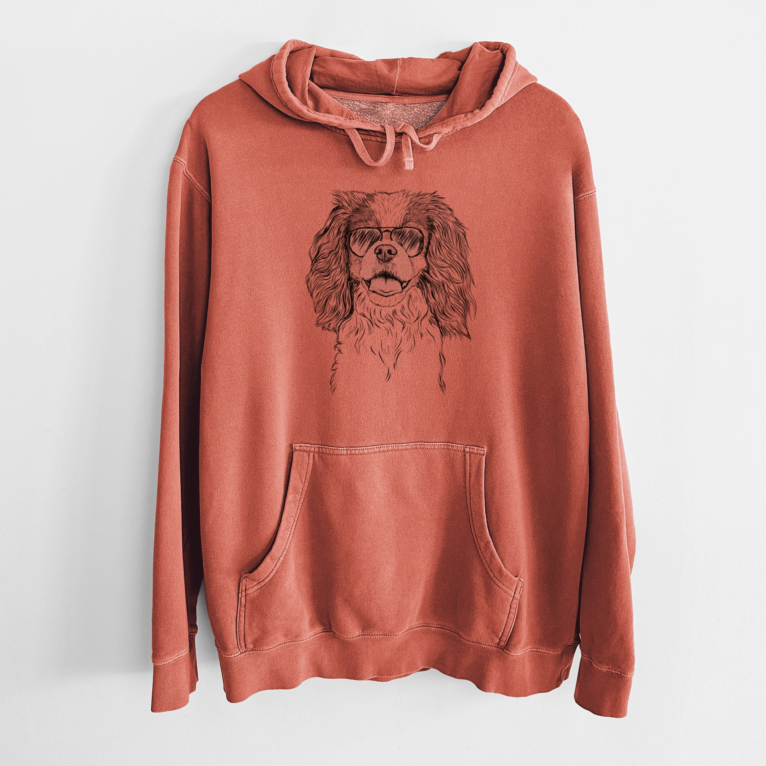 Aviator Poppy the Cavalier King Charles Spaniel - Unisex Pigment Dyed Hoodie - Image 8
