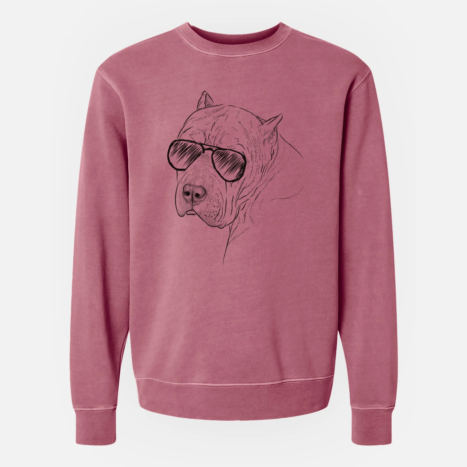 Aviator Precious the Staffordshire Terrier - Unisex Pigment Dyed Crew Sweatshirt - Image 9