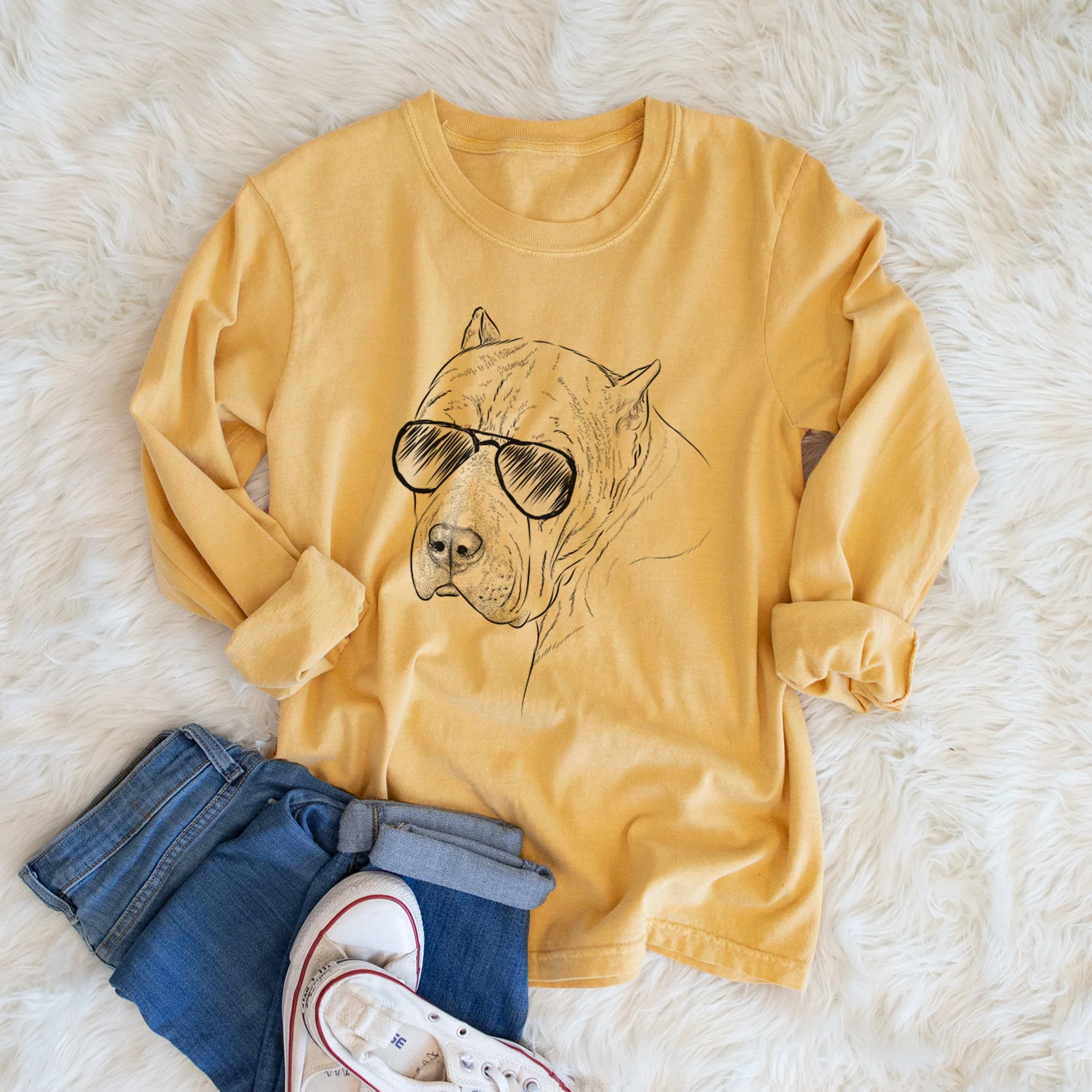 Aviators Precious the Staffordshire Terrier - Heavyweight 100% Cotton Long Sleeve - Image 5