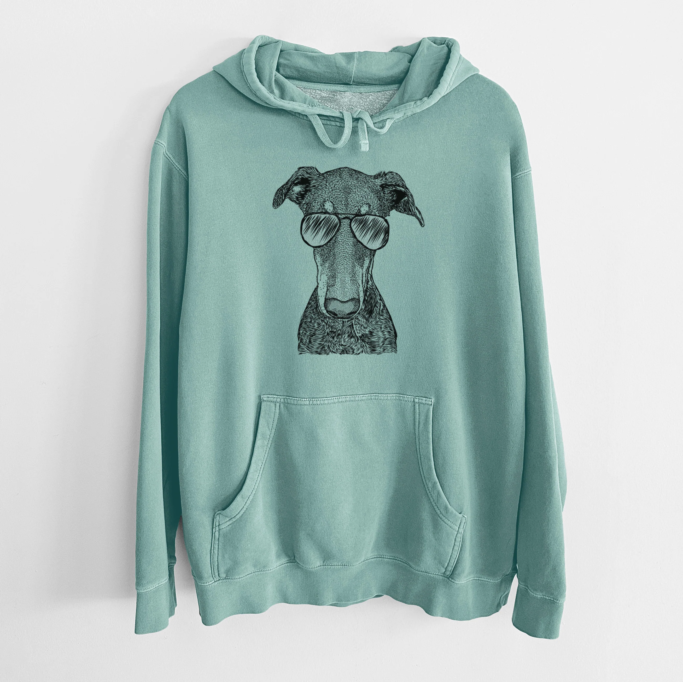 Aviator Princess Fiona the Doberman Pinscher - Unisex Pigment Dyed Hoodie - Image 10