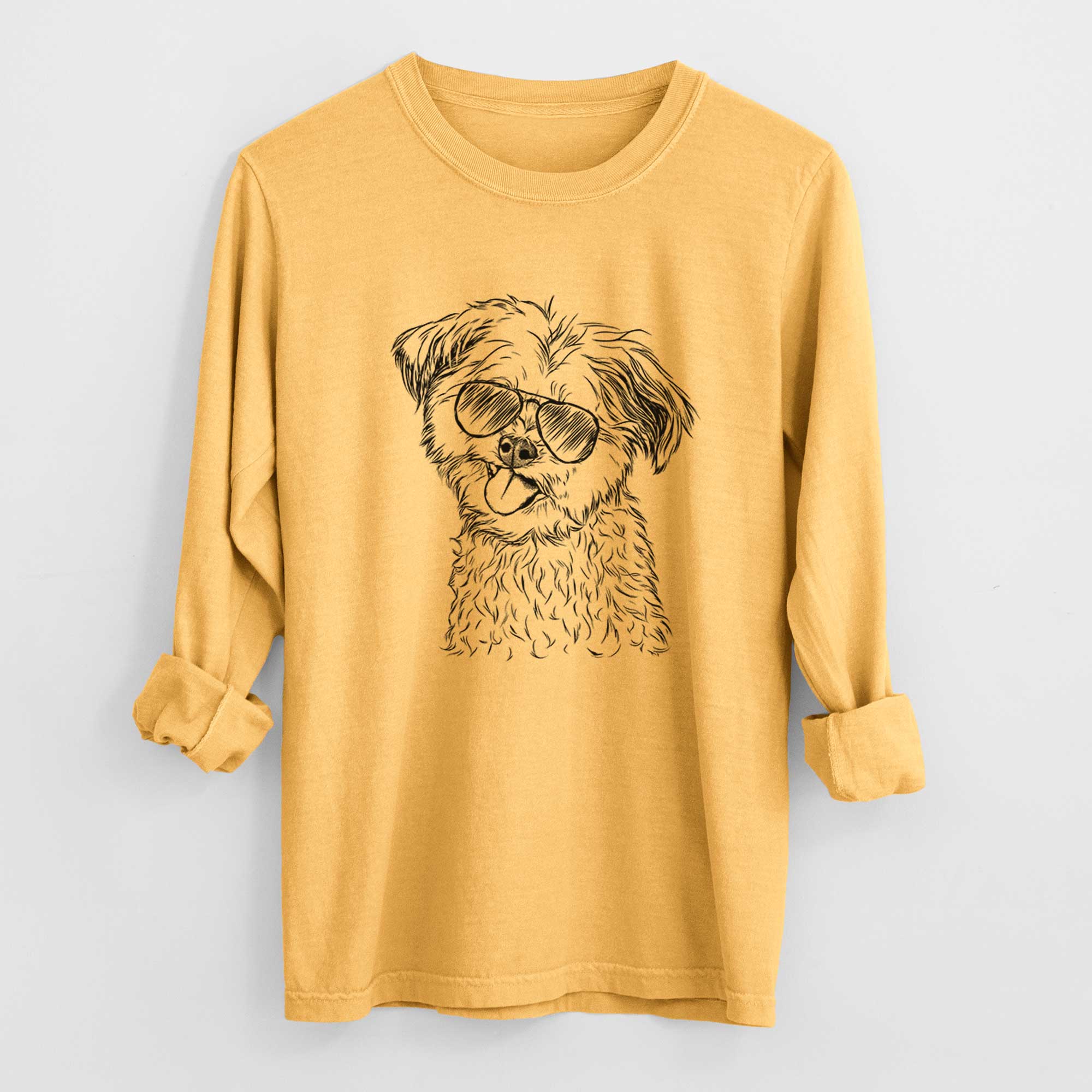 Aviator Puff the Malshi - Men's Heavyweight 100% Cotton Long Sleeve - Image 3
