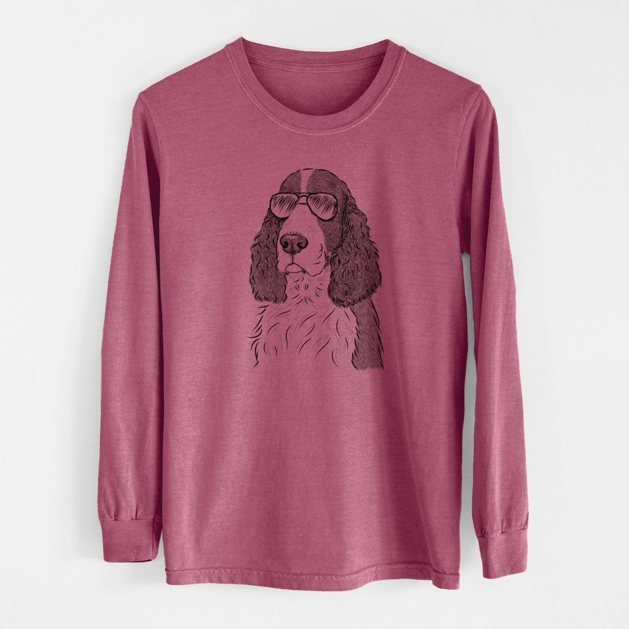 Aviator Quincy the English Springer Spaniel - Men's Heavyweight 100% Cotton Long Sleeve - Image 11