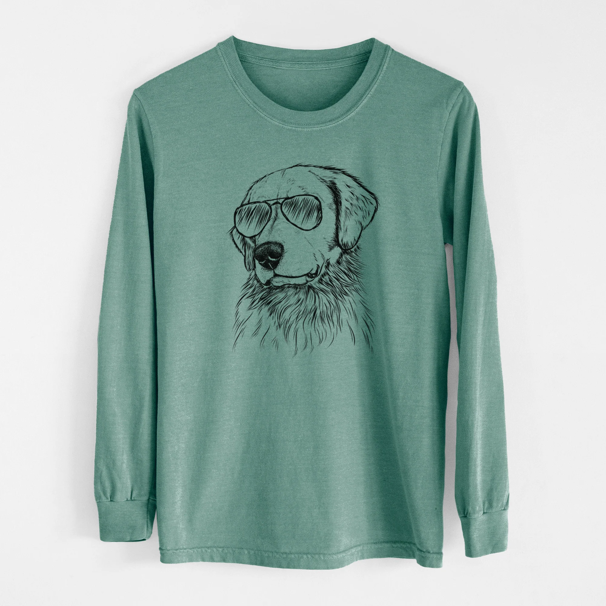 Aviator Quinn the Golden Retriever - Men's Heavyweight 100% Cotton Long Sleeve - Image 13