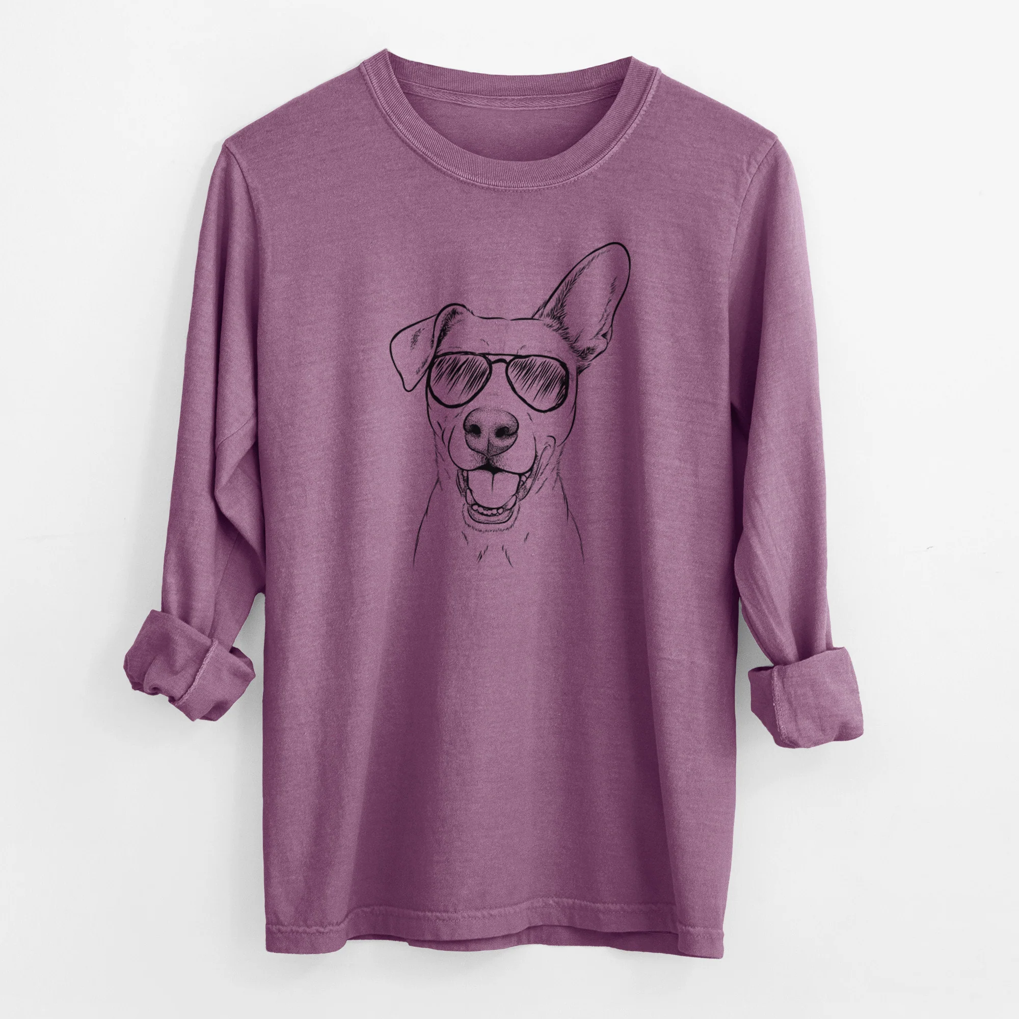 Aviator Radar the Pitbull Mix - Men's Heavyweight 100% Cotton Long Sleeve - Image 10