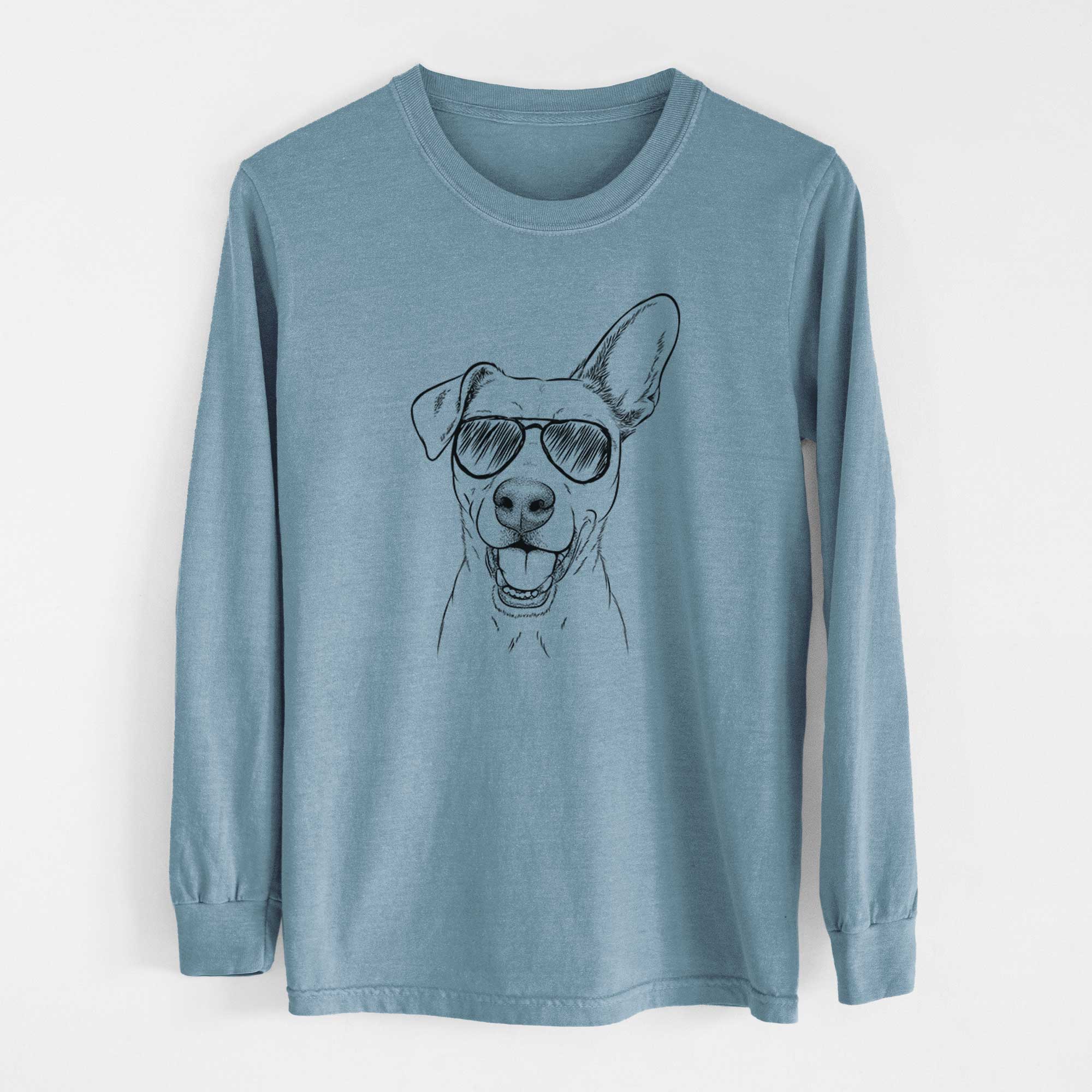 Aviator Radar the Pitbull Mix - Men's Heavyweight 100% Cotton Long Sleeve - Image 8
