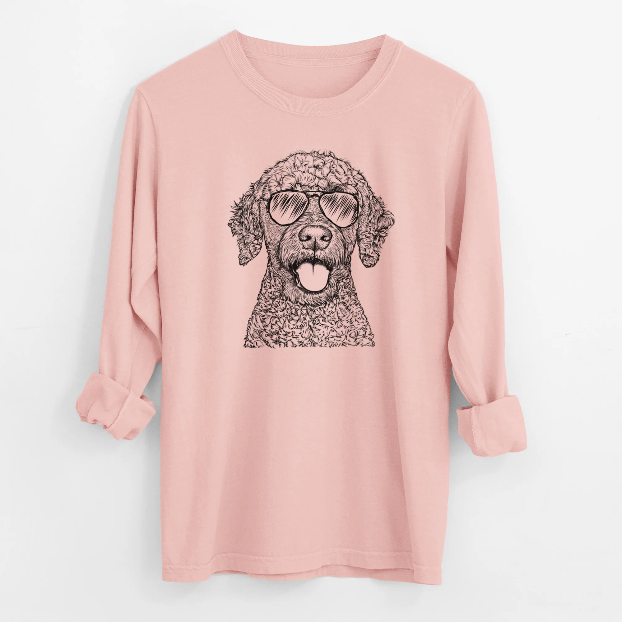 Aviator Reina the Spanish Water Dog - Men's Heavyweight 100% Cotton Long Sleeve - Image 12
