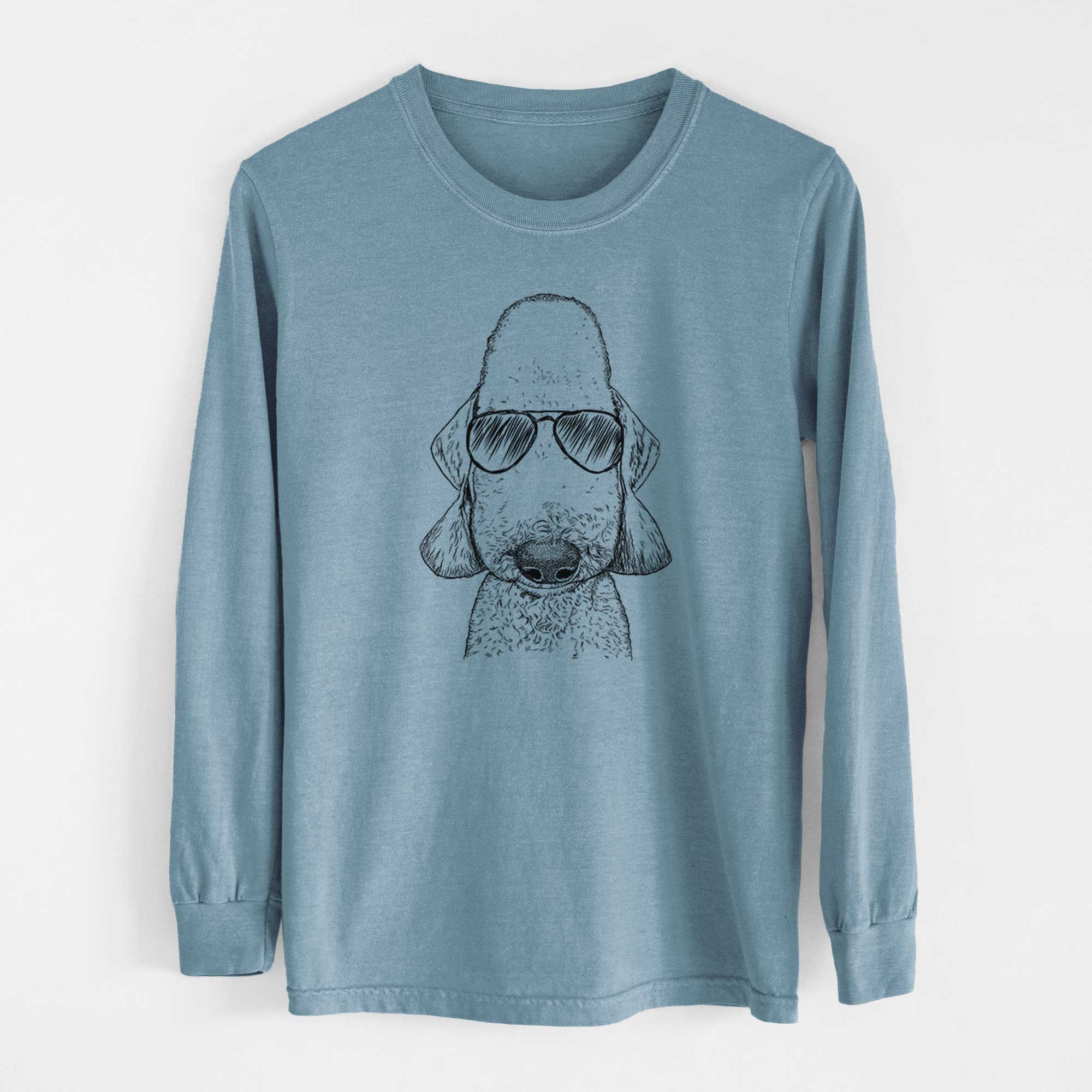 Aviator Remington the Bedlington Terrier - Men's Heavyweight 100% Cotton Long Sleeve - Image 8