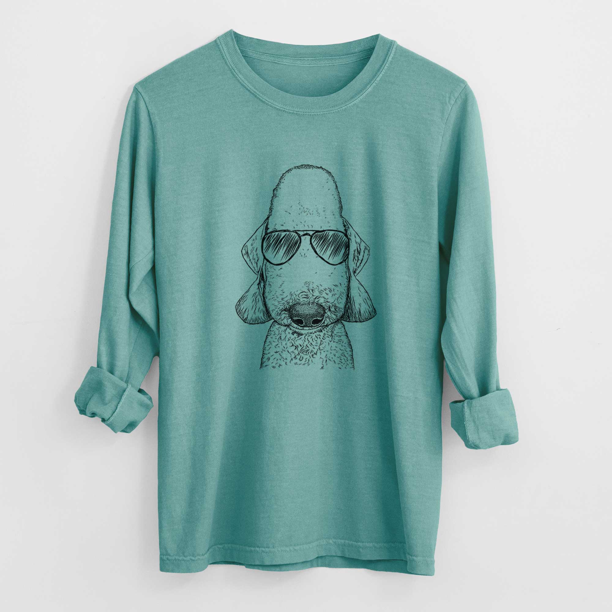 Aviator Remington the Bedlington Terrier - Men's Heavyweight 100% Cotton Long Sleeve - Image 9
