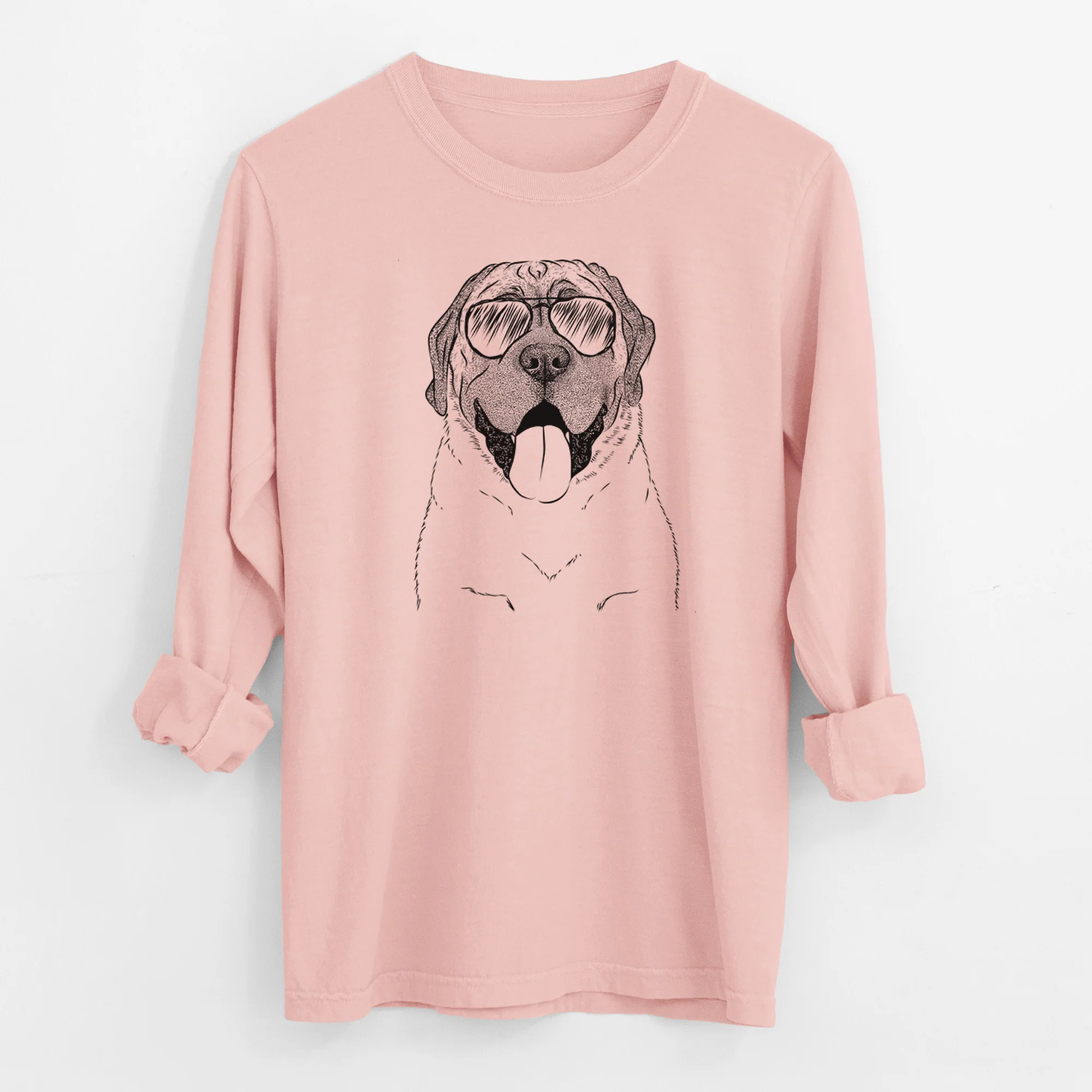 Aviator Remmie the English Mastiff - Men's Heavyweight 100% Cotton Long Sleeve - Image 12