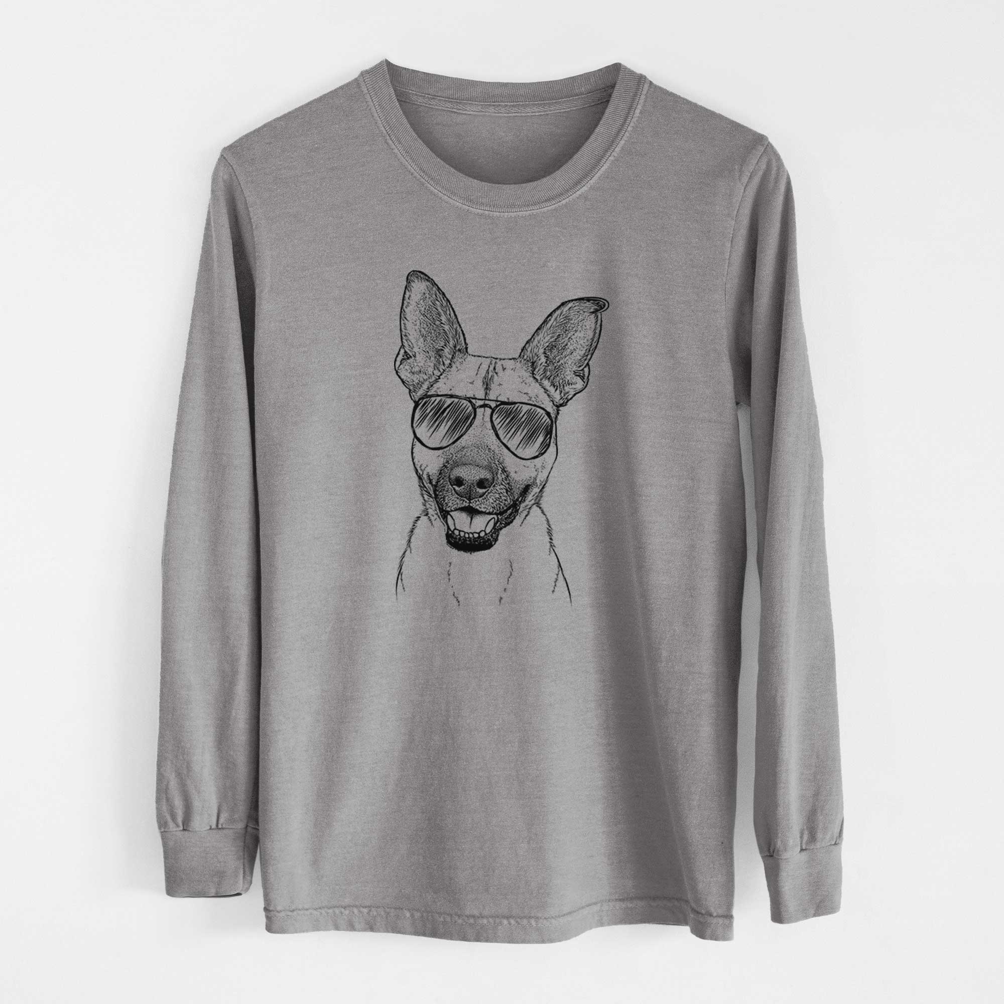 Aviator Remus the German Shepherd Mix - Men's Heavyweight 100% Cotton Long Sleeve - Image 7