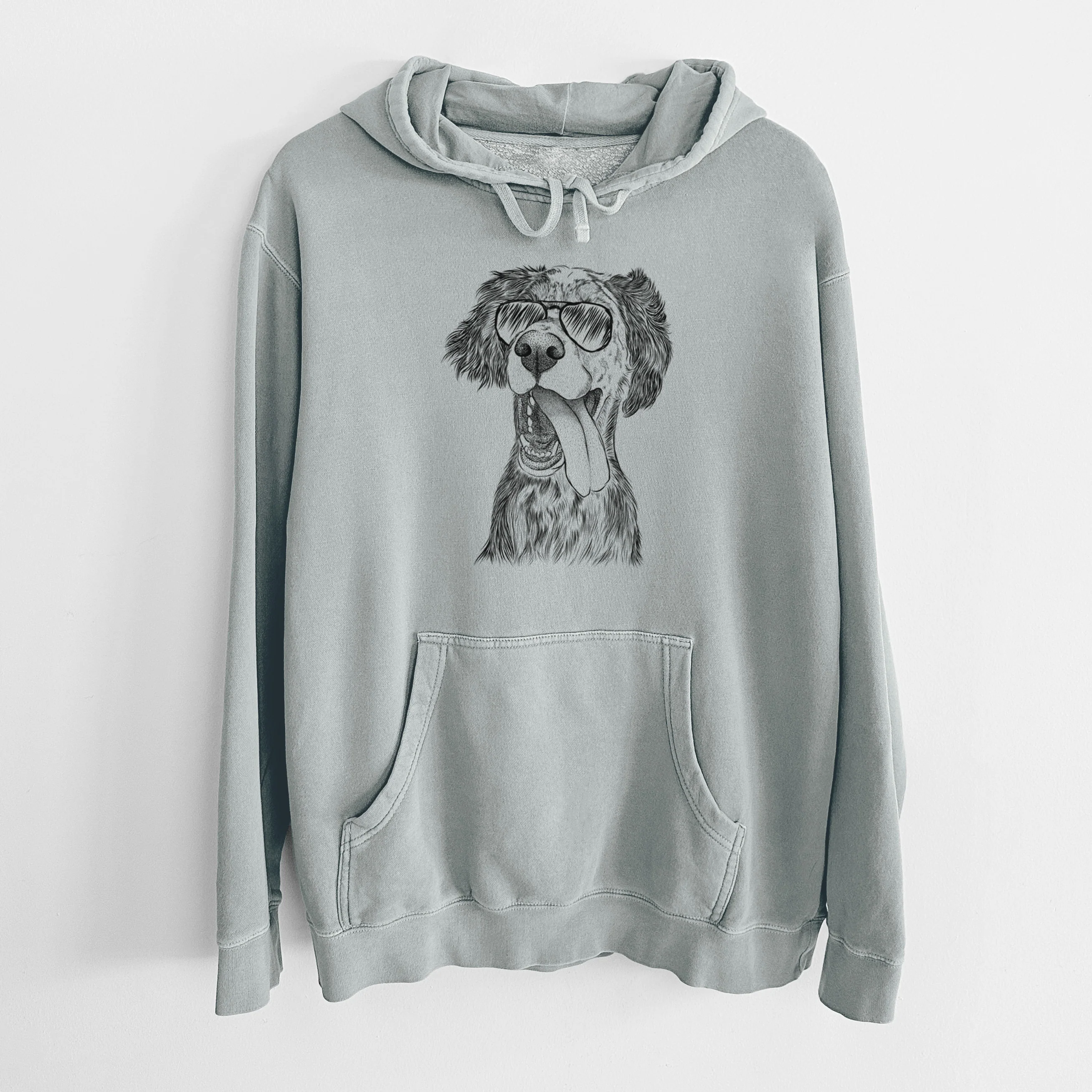 Aviator Renly the English Setter - Unisex Pigment Dyed Hoodie - Image 7
