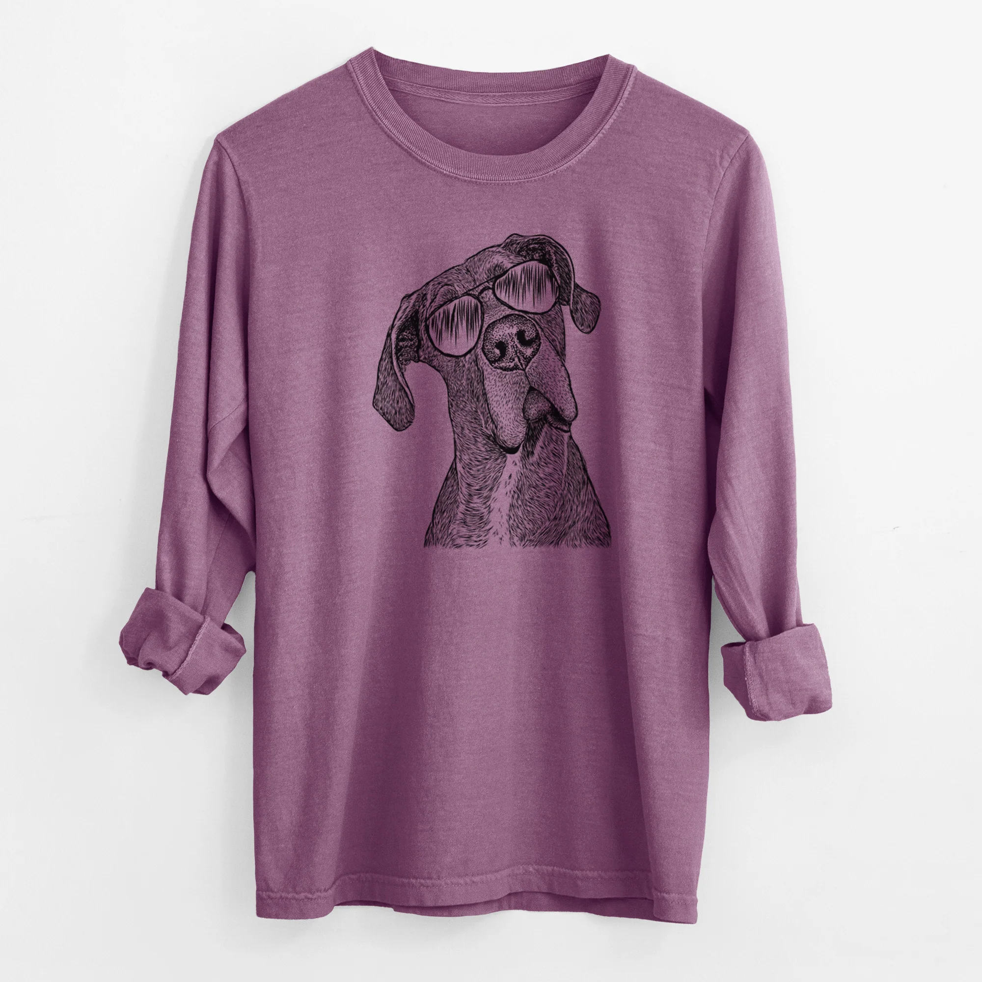 Aviator River the Great Dane - Men's Heavyweight 100% Cotton Long Sleeve - Image 10