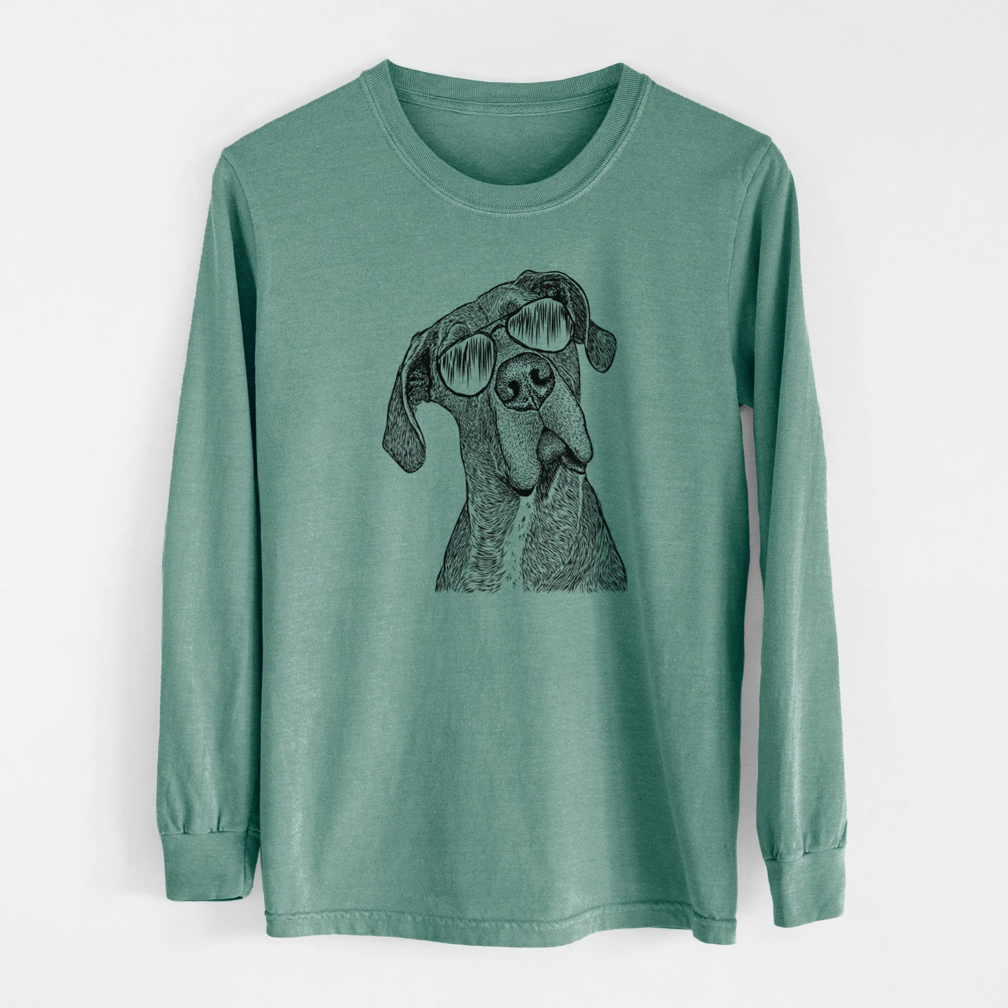 Aviator River the Great Dane - Men's Heavyweight 100% Cotton Long Sleeve - Image 13