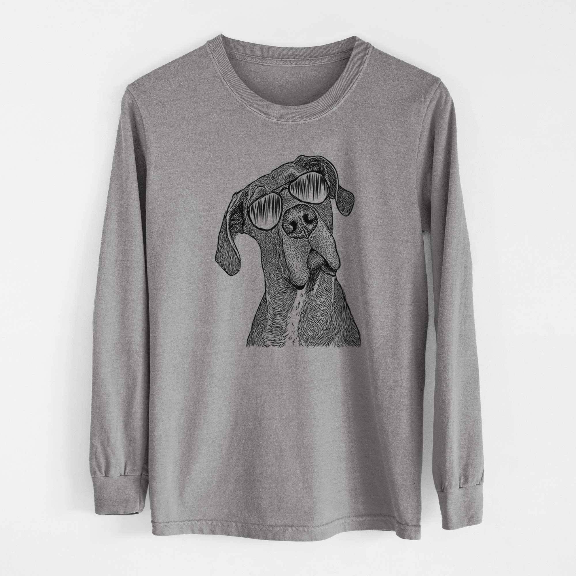 Aviator River the Great Dane - Men's Heavyweight 100% Cotton Long Sleeve - Image 7