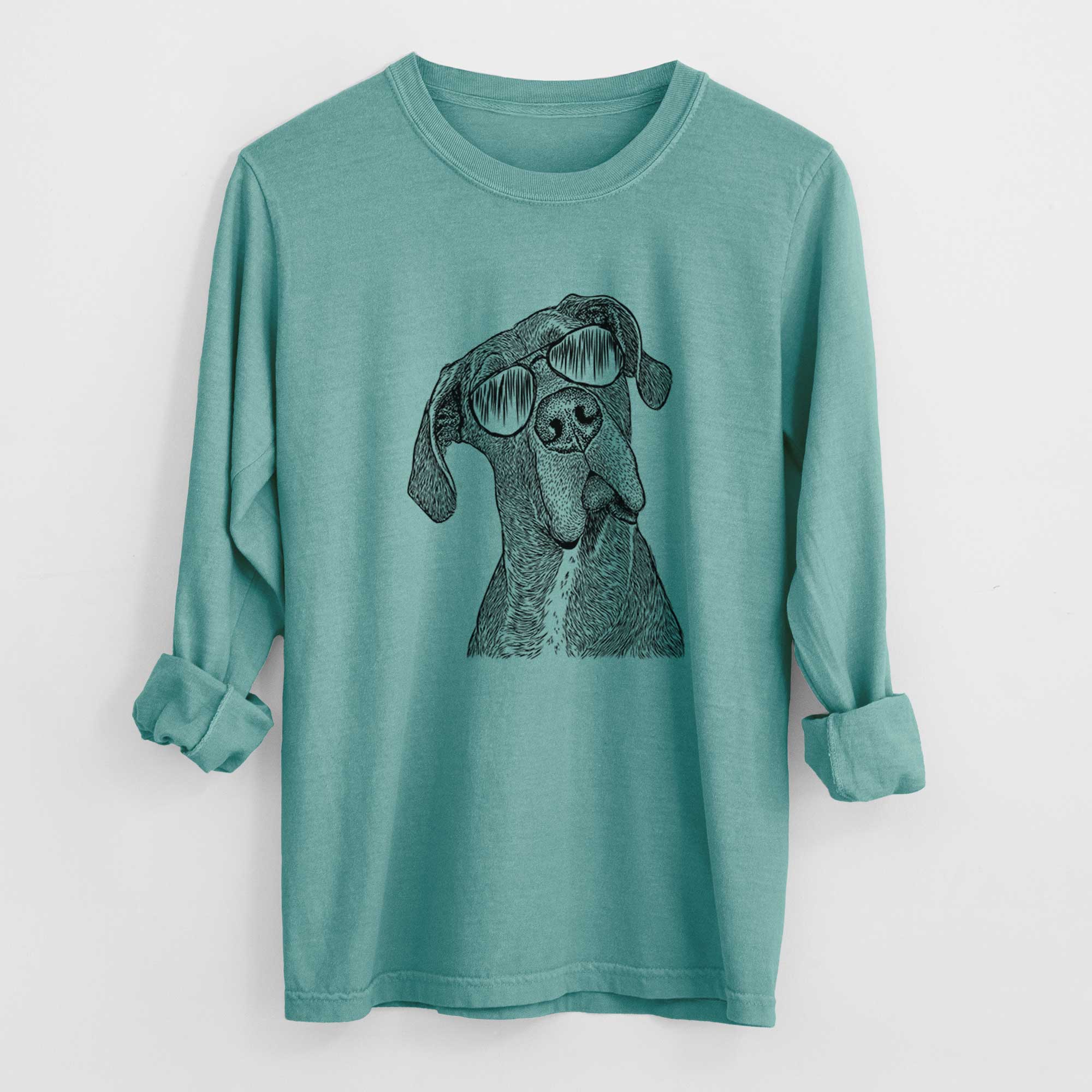 Aviator River the Great Dane - Men's Heavyweight 100% Cotton Long Sleeve - Image 9