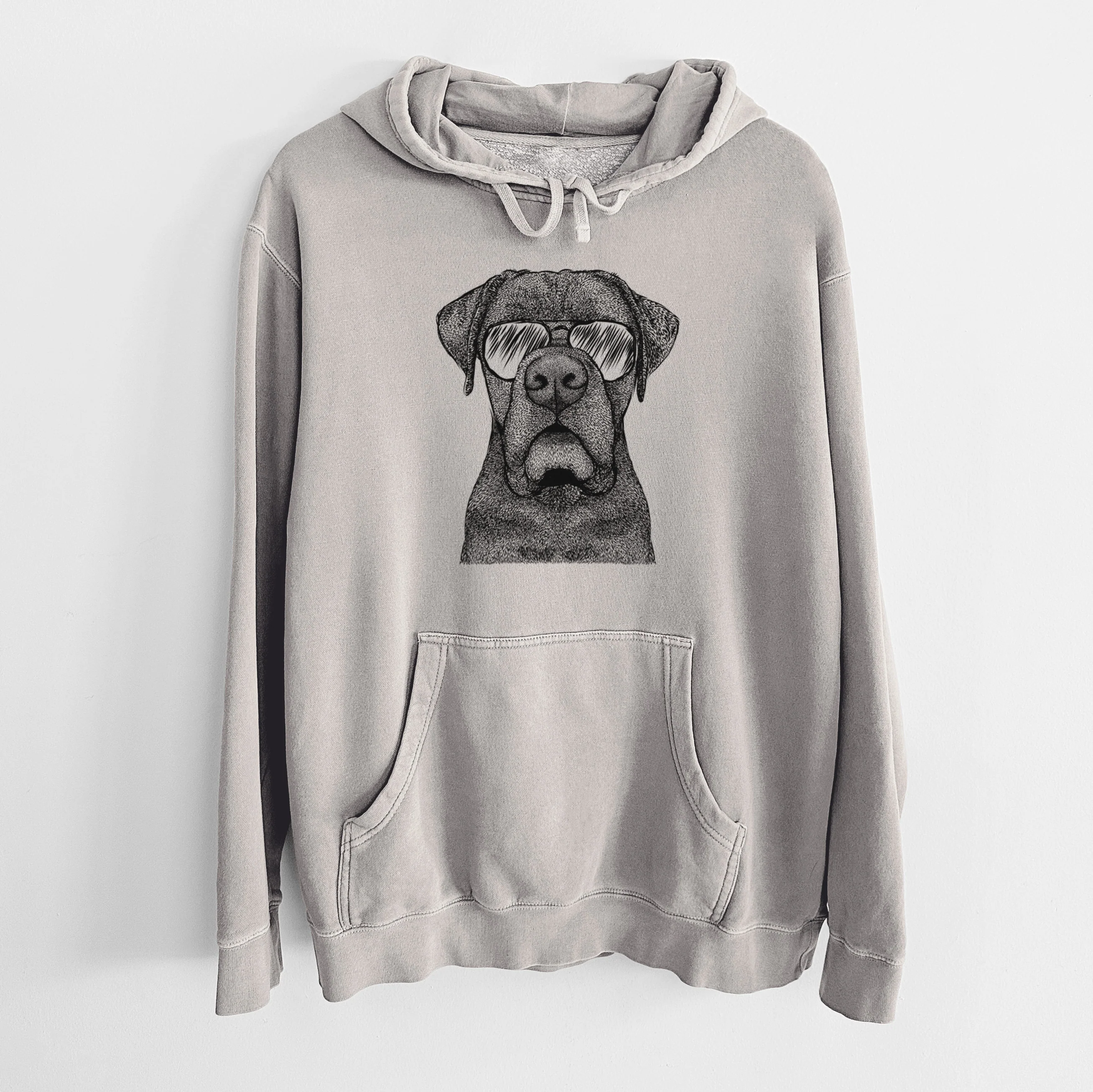 Aviator Rocco the Cane Corso - Unisex Pigment Dyed Hoodie - Image 5