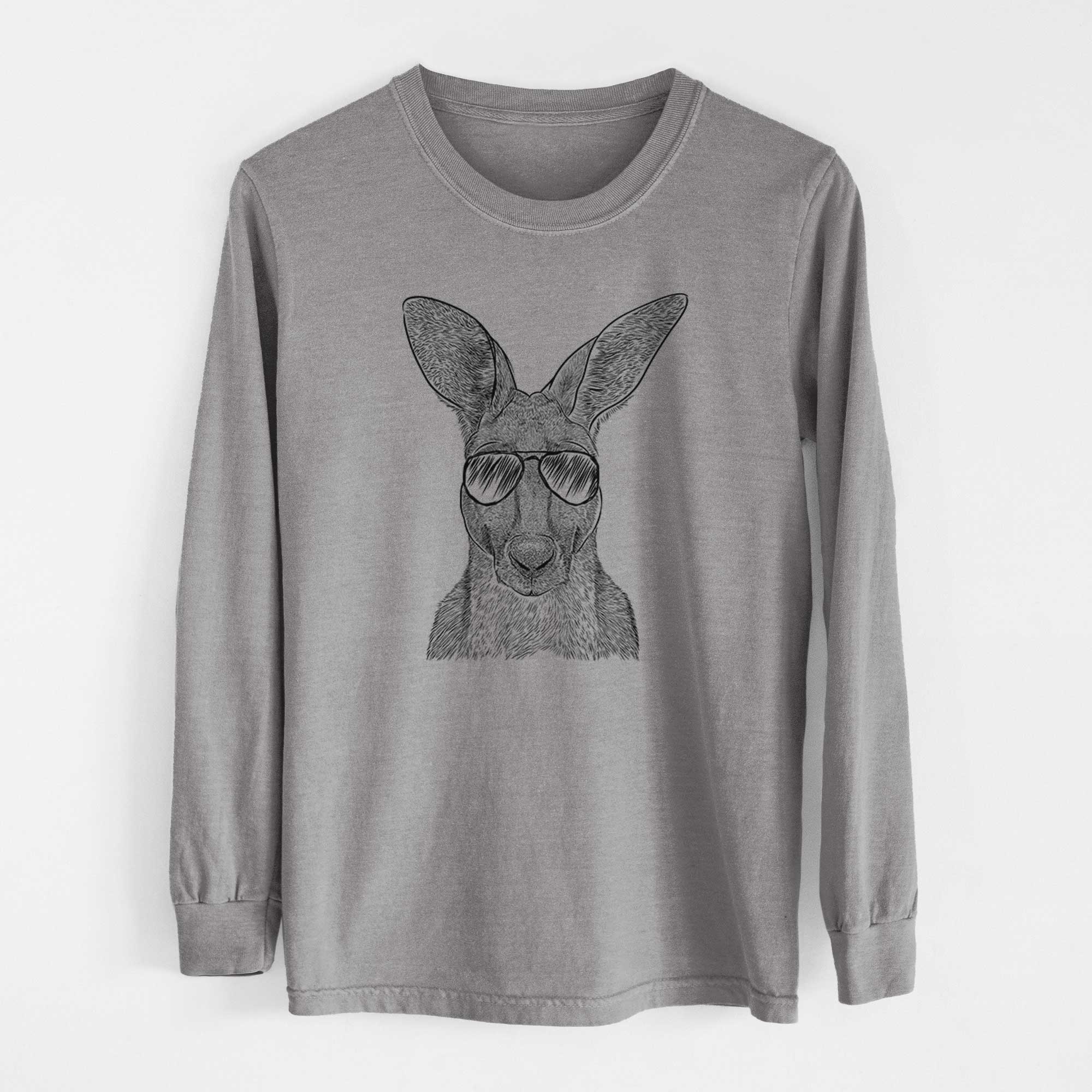Aviator Roger the Red Kangaroo - Men's Heavyweight 100% Cotton Long Sleeve - Image 7