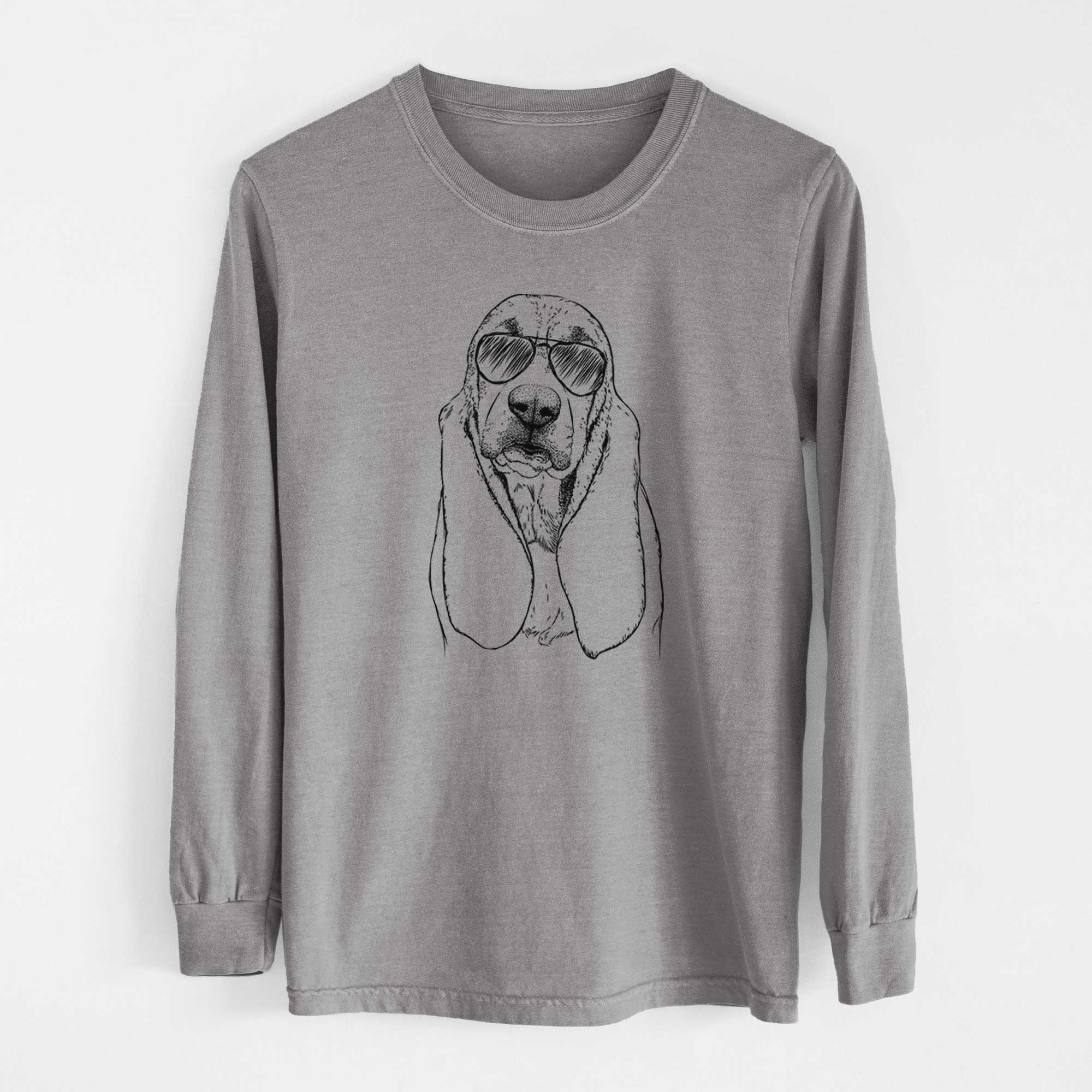 Aviator Rolo the Basset Hound - Men's Heavyweight 100% Cotton Long Sleeve - Image 7