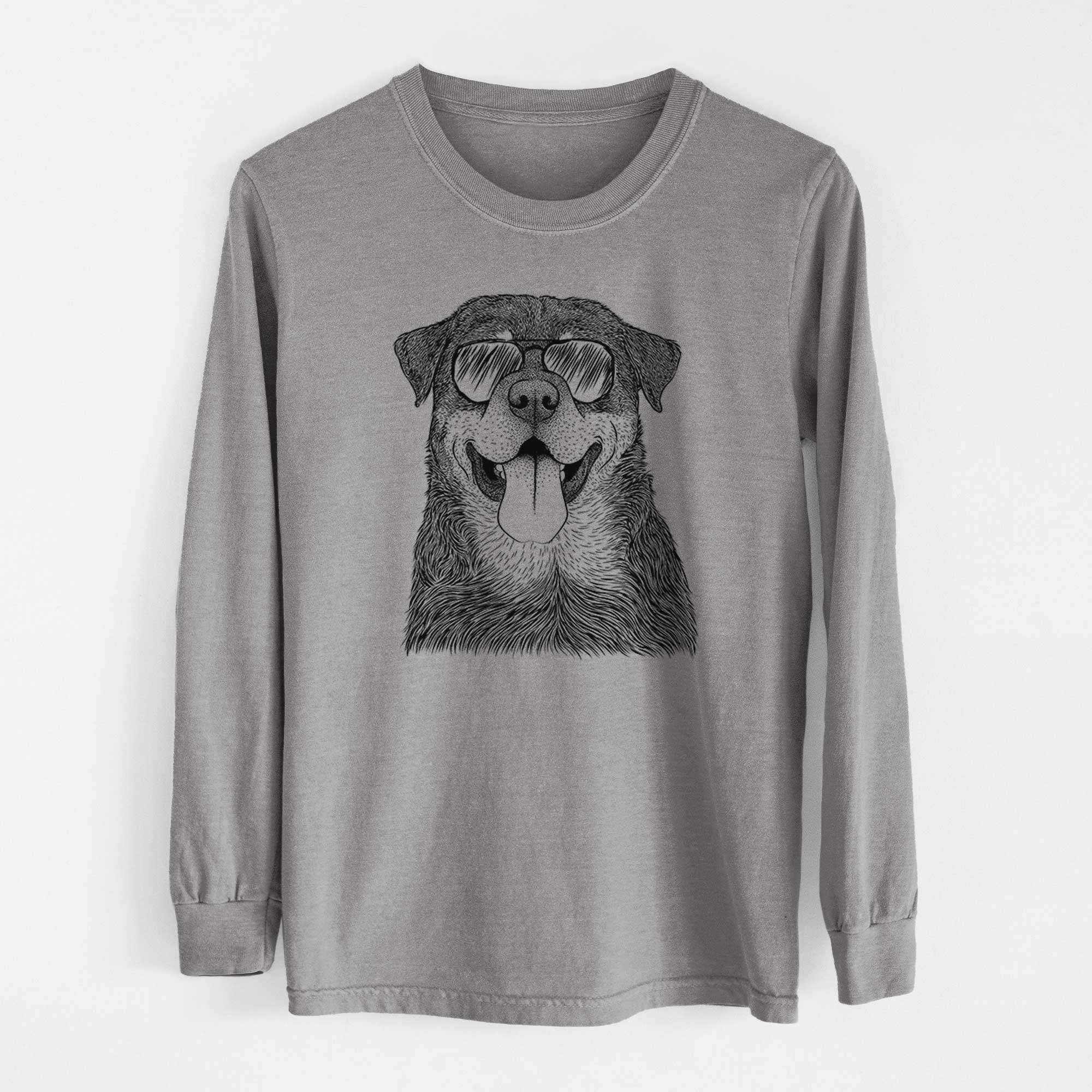 Aviator Romeo the Rottweiler - Men's Heavyweight 100% Cotton Long Sleeve - Image 7