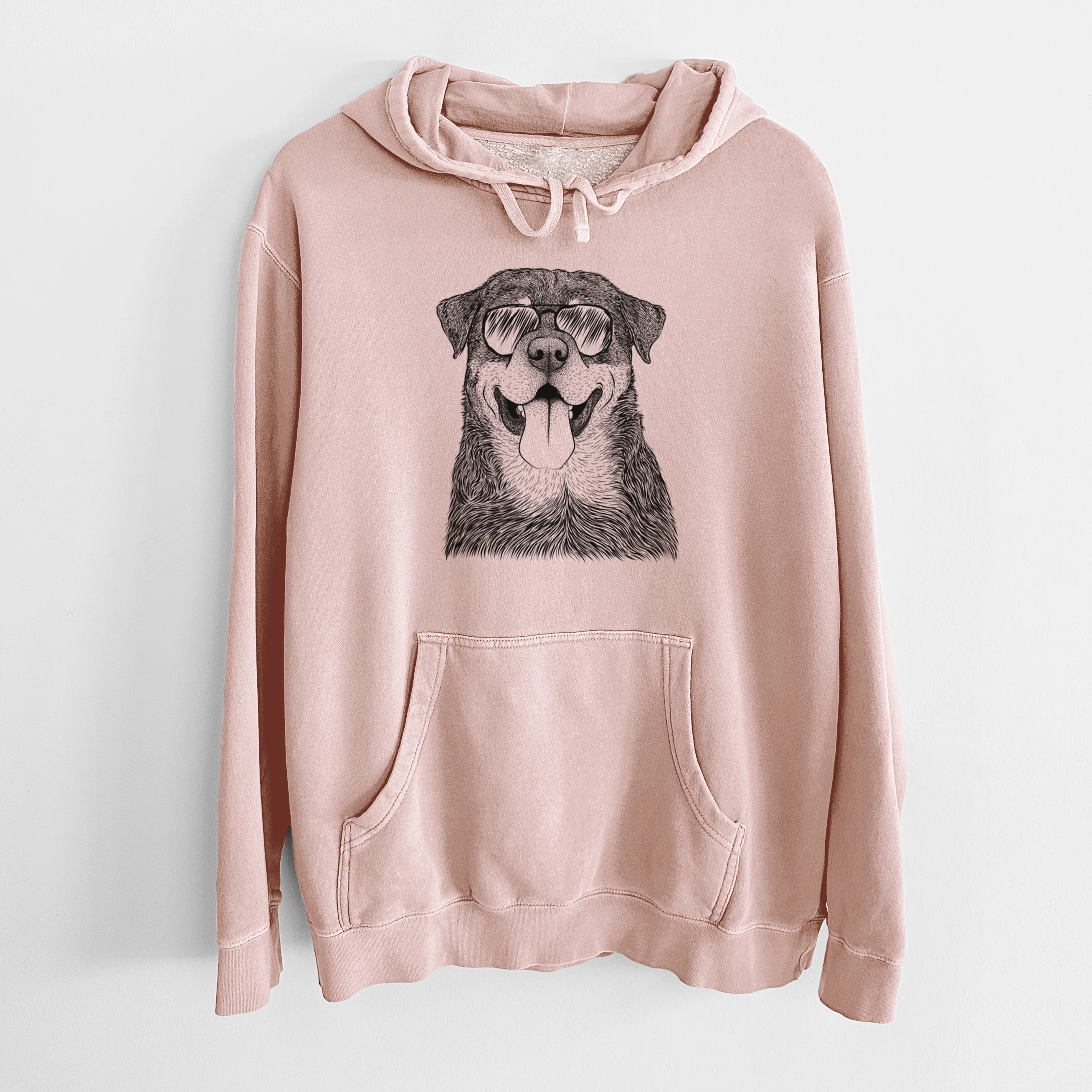 Aviator Romeo the Rottweiler - Unisex Pigment Dyed Hoodie - Image 6