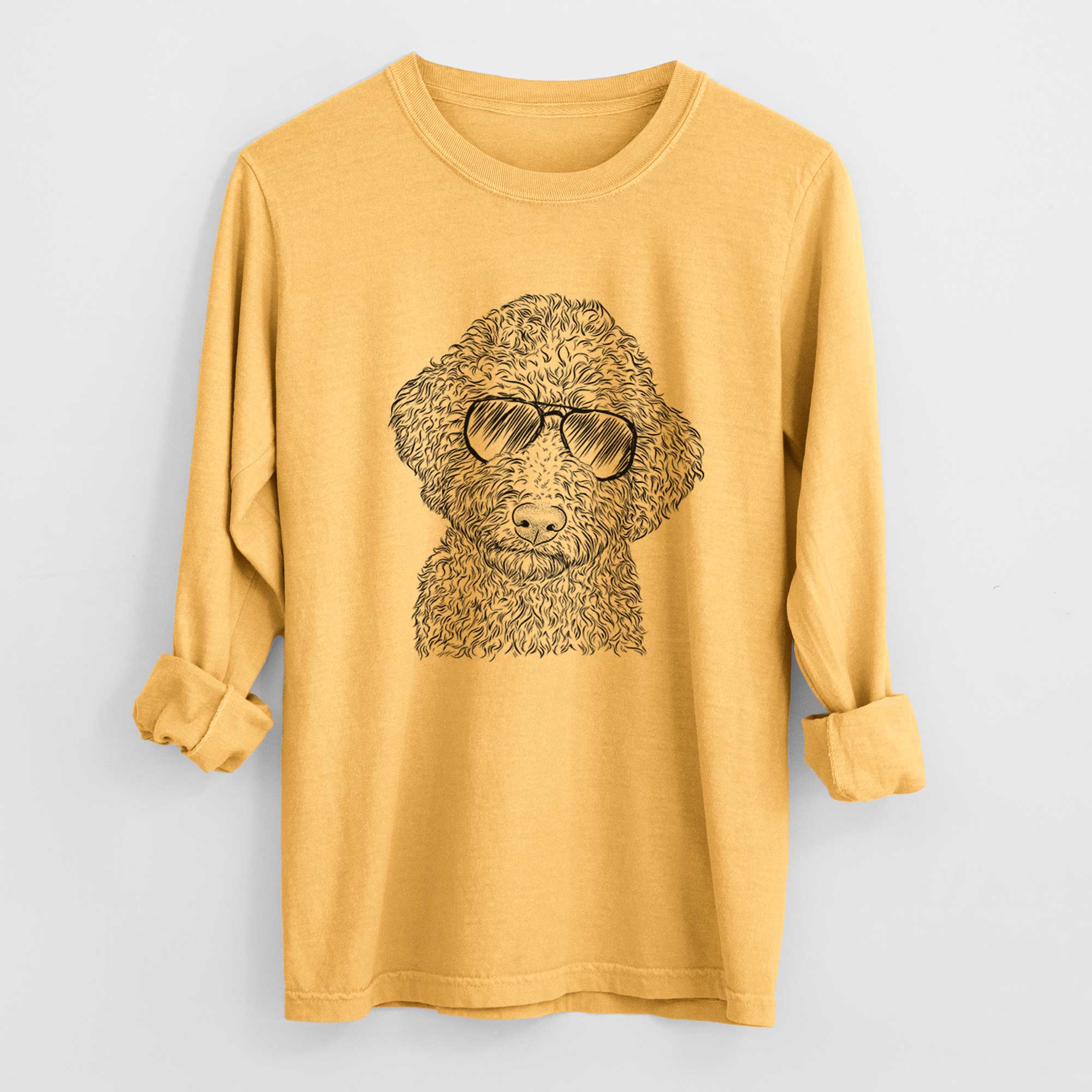 Aviator Ross the Lagotto Romagnolo - Men's Heavyweight 100% Cotton Long Sleeve - Image 3