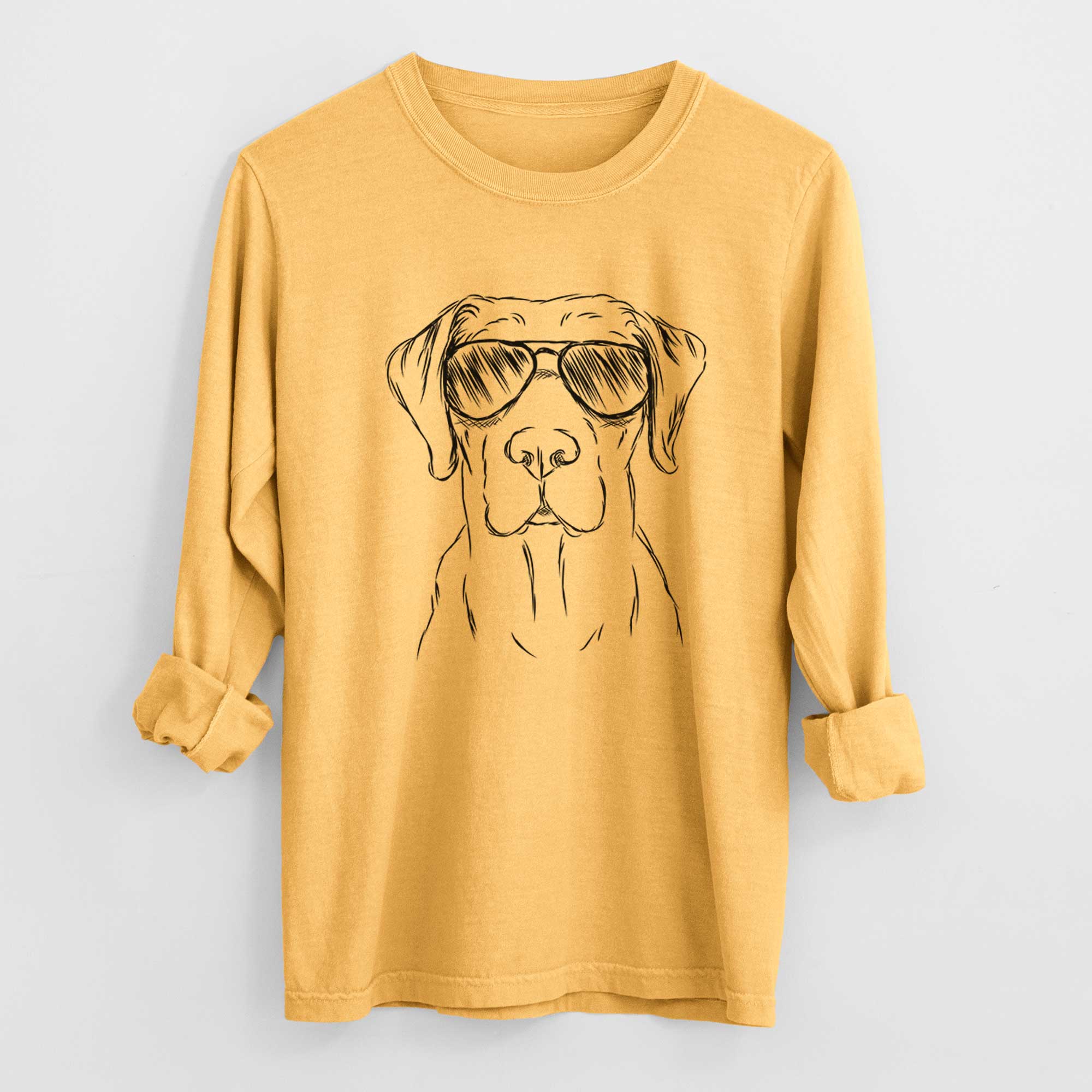 Aviator Rowdy the Labrador Retriever - Men's Heavyweight 100% Cotton Long Sleeve - Image 3