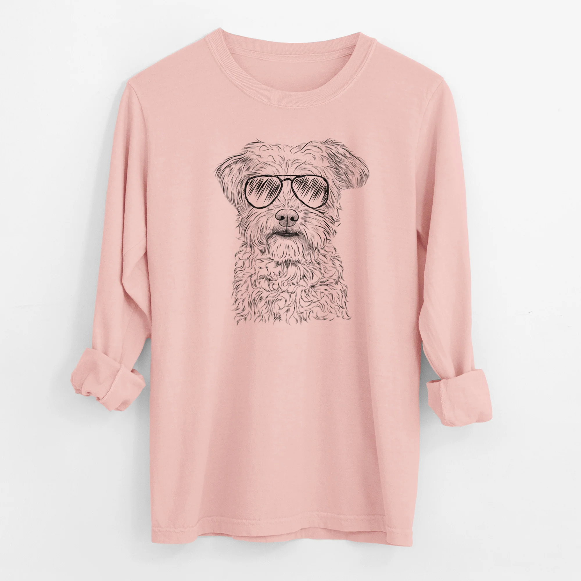 Aviator Rudy the Schnoodle - Men's Heavyweight 100% Cotton Long Sleeve - Image 12