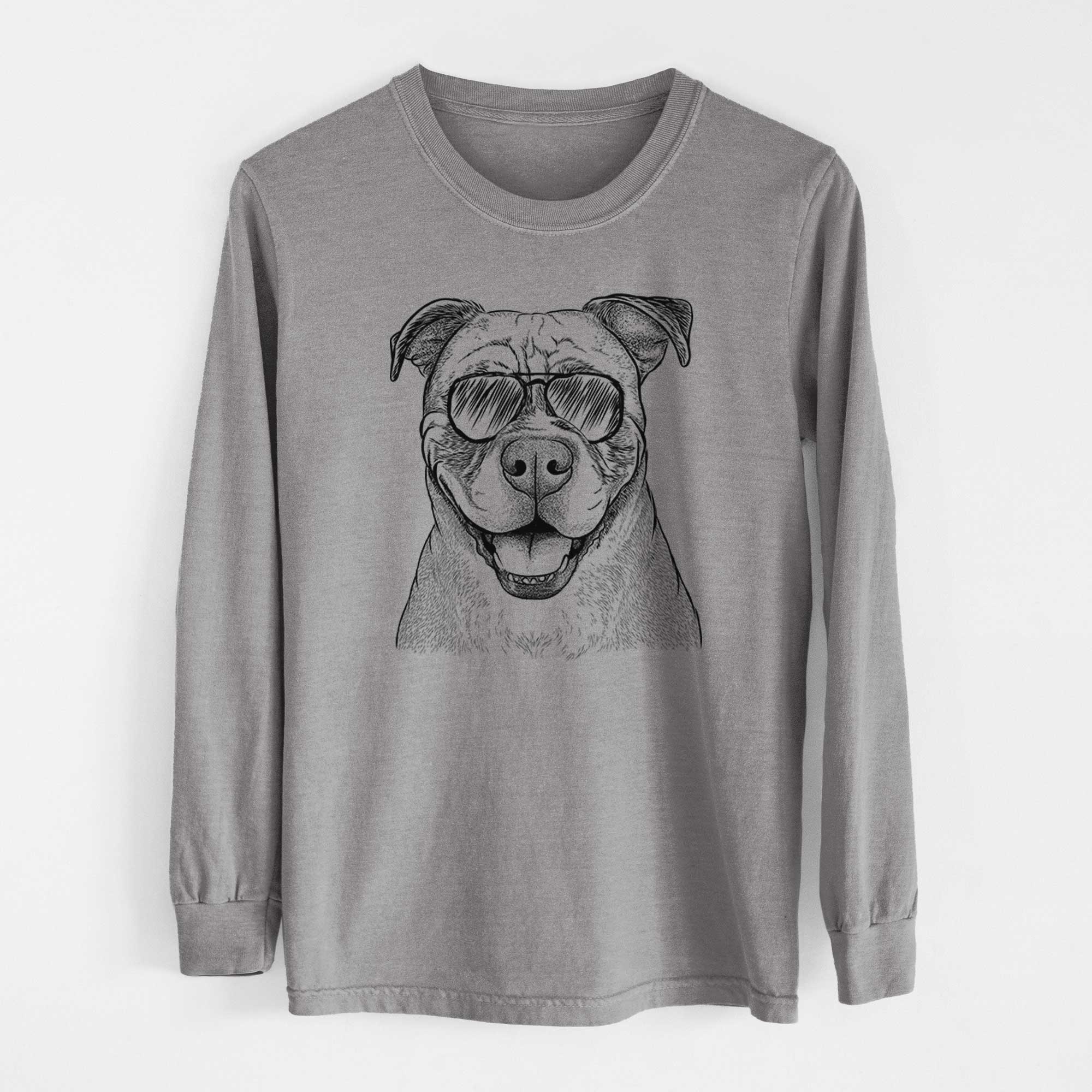 Aviator Rufus the American Bulldog - Men's Heavyweight 100% Cotton Long Sleeve - Image 7