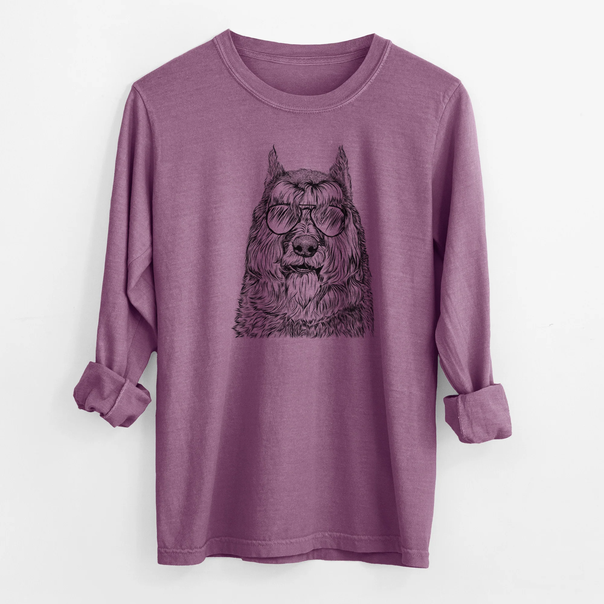 Aviator Sabre the Bouvier Des Flandres - Men's Heavyweight 100% Cotton Long Sleeve - Image 10