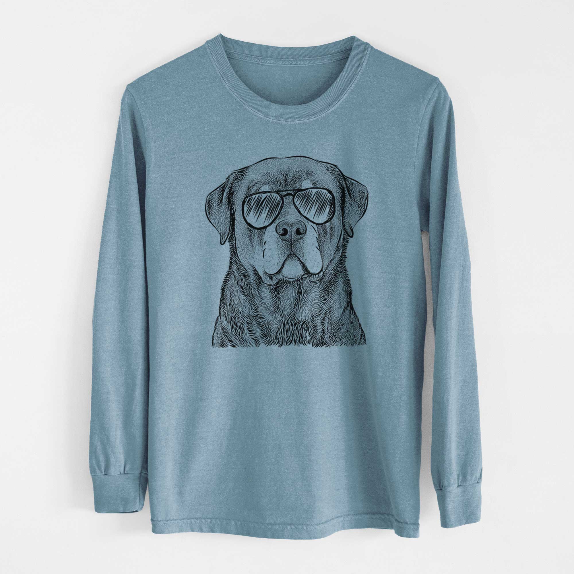 Aviator Sarge the Rottweiler - Men's Heavyweight 100% Cotton Long Sleeve - Image 8