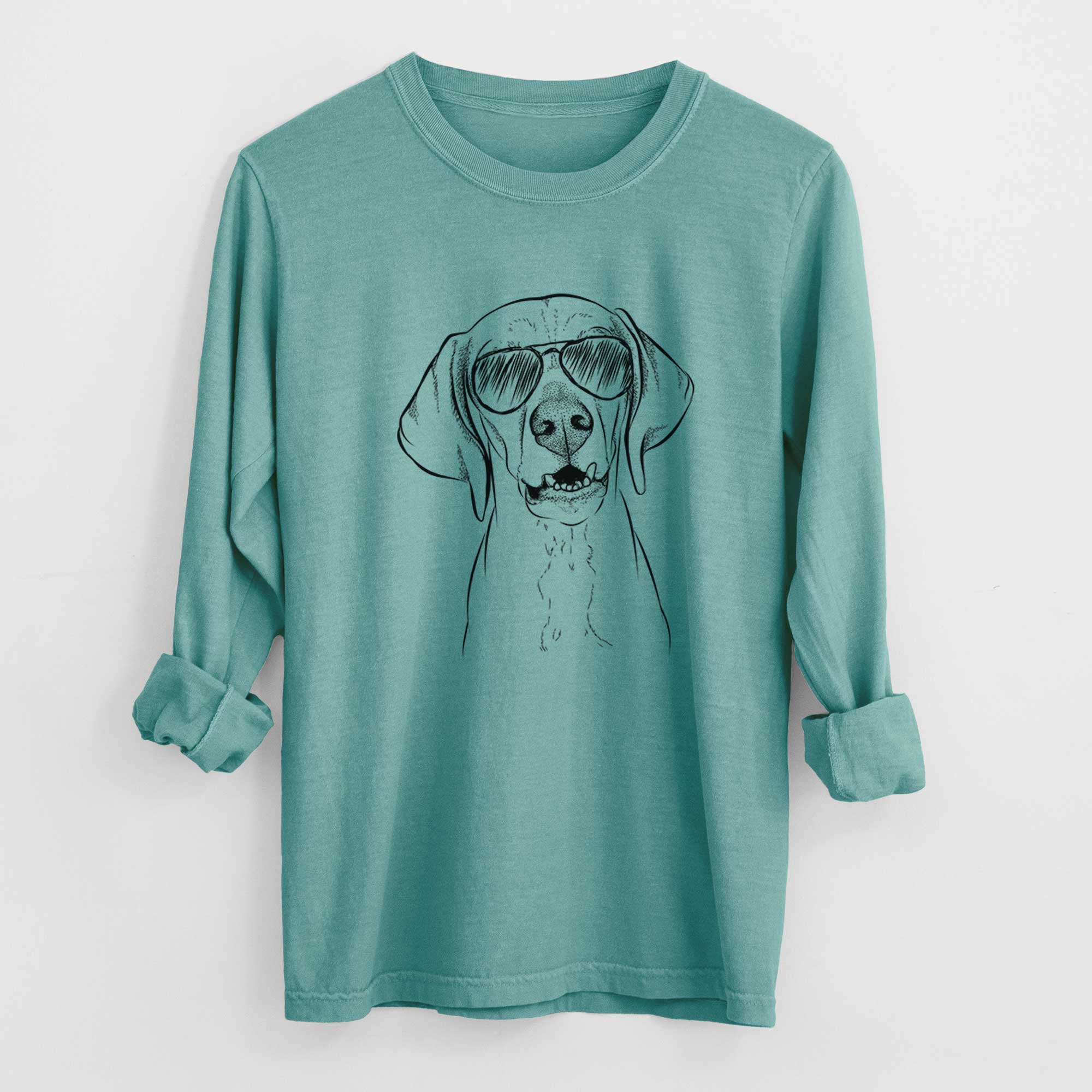 Aviator Sarge the Vizsla - Men's Heavyweight 100% Cotton Long Sleeve - Image 9