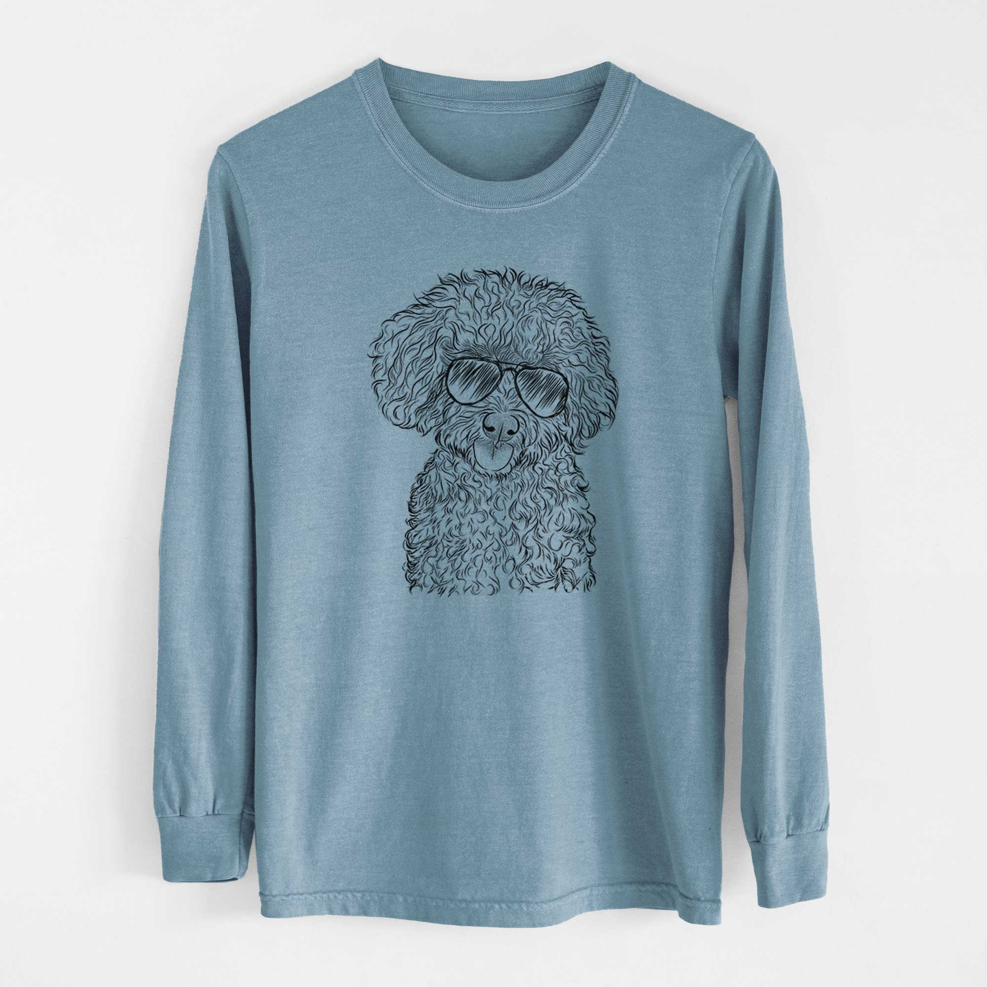Aviator Satsu the Micro Teacup Poodle - Men's Heavyweight 100% Cotton Long Sleeve - Image 8