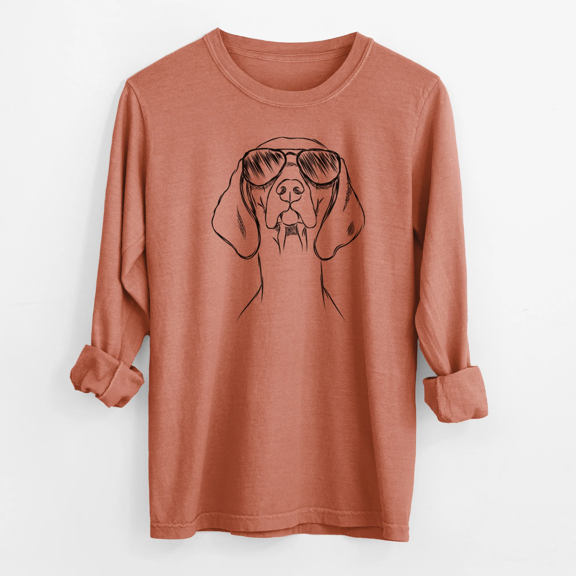 Aviator Sawyer the Vizsla - Men's Heavyweight 100% Cotton Long Sleeve - Image 14