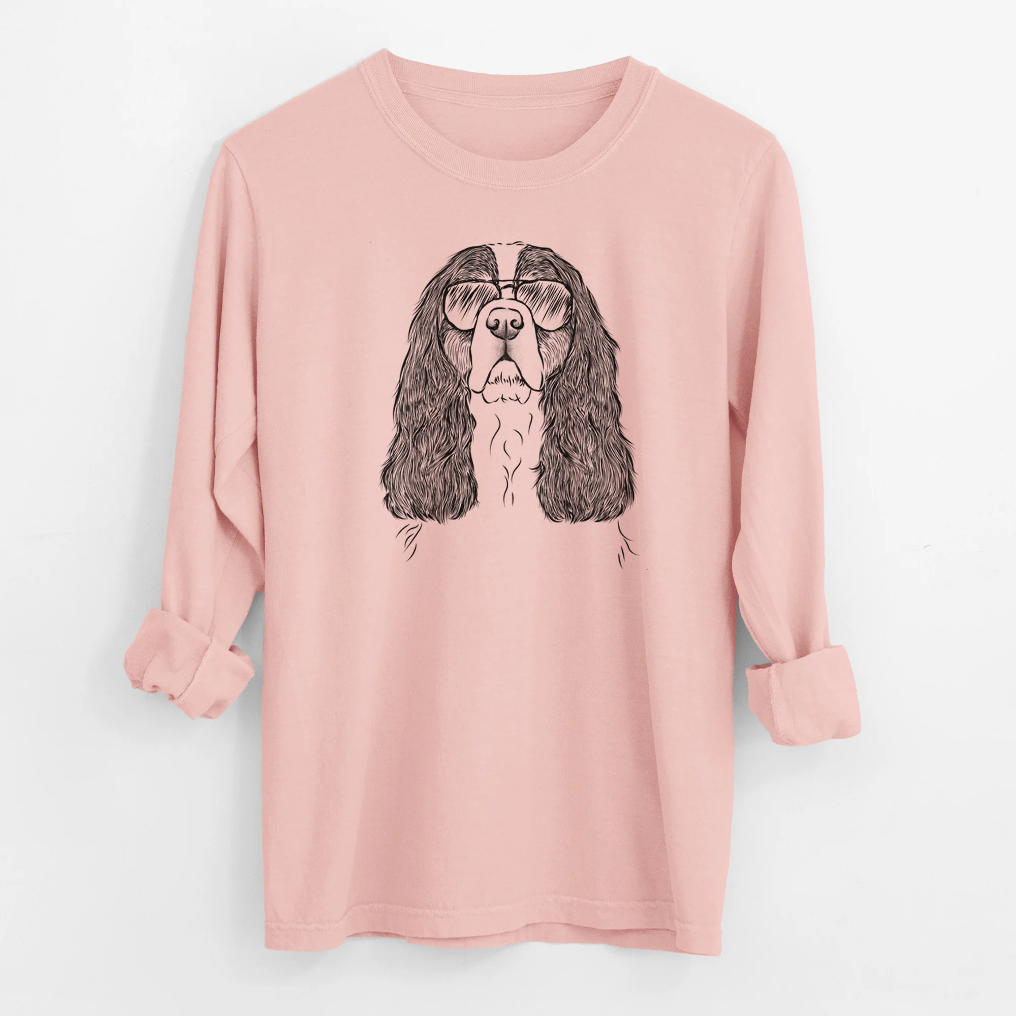 Aviator Sebastian the Cavalier King Charles Spaniel - Men's Heavyweight 100% Cotton Long Sleeve - Image 12