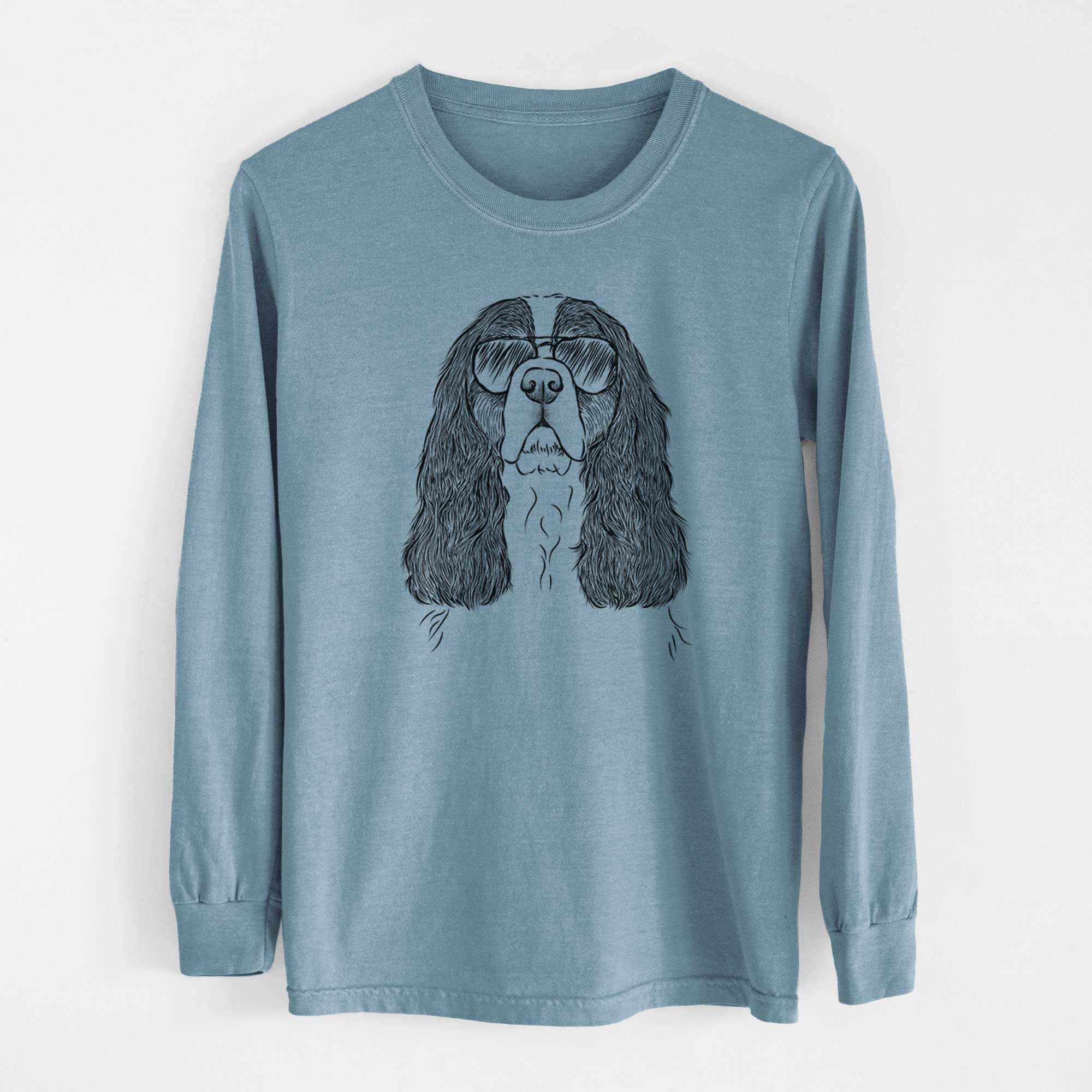 Aviator Sebastian the Cavalier King Charles Spaniel - Men's Heavyweight 100% Cotton Long Sleeve - Image 8