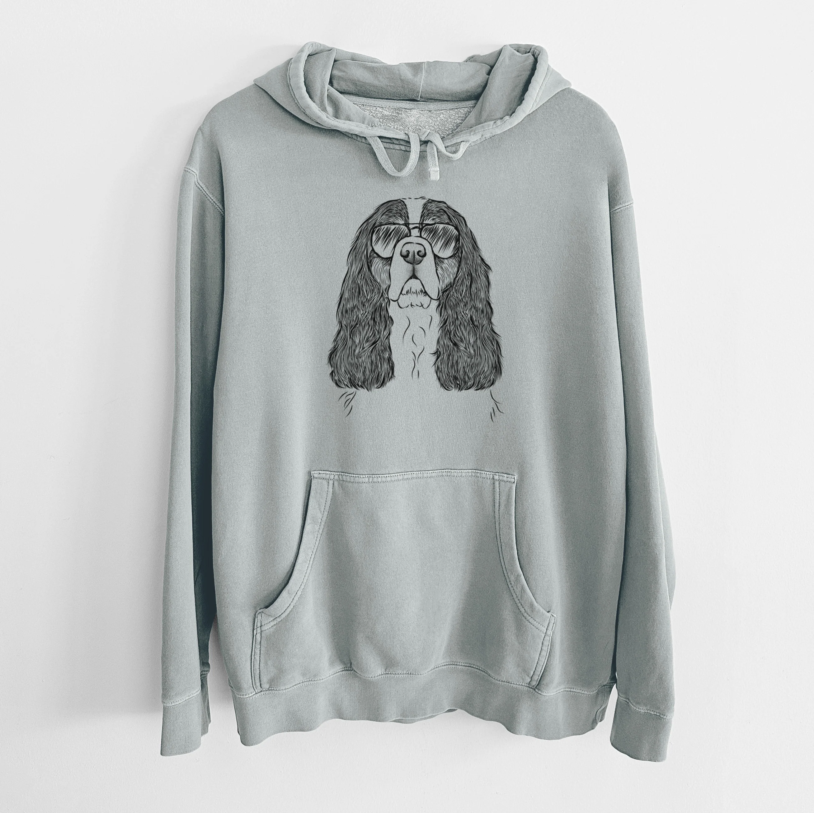 Aviator Sebastian the Cavalier King Charles Spaniel - Unisex Pigment Dyed Hoodie - Image 7
