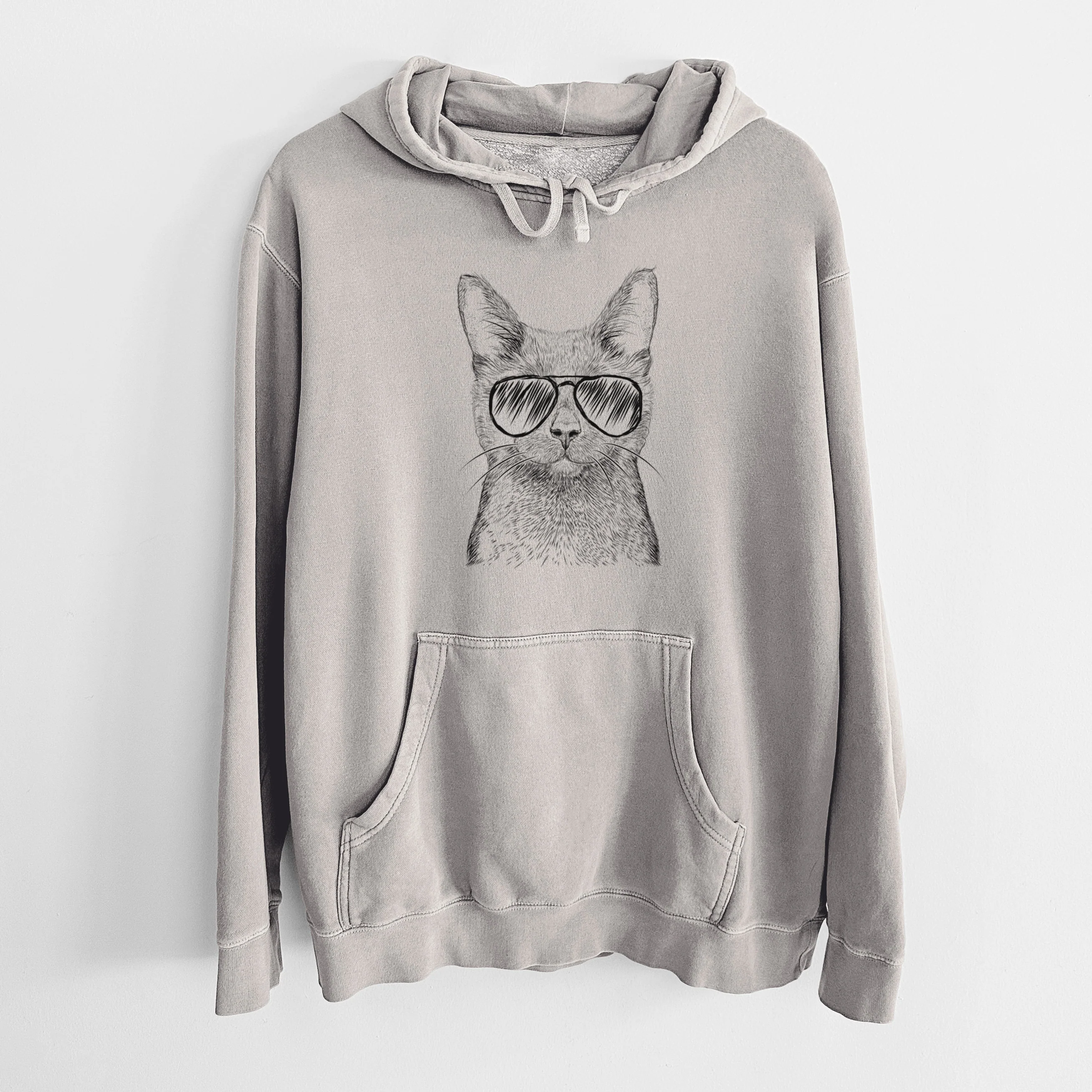 Aviator Shadow the Black Cat - Unisex Pigment Dyed Hoodie - Image 5