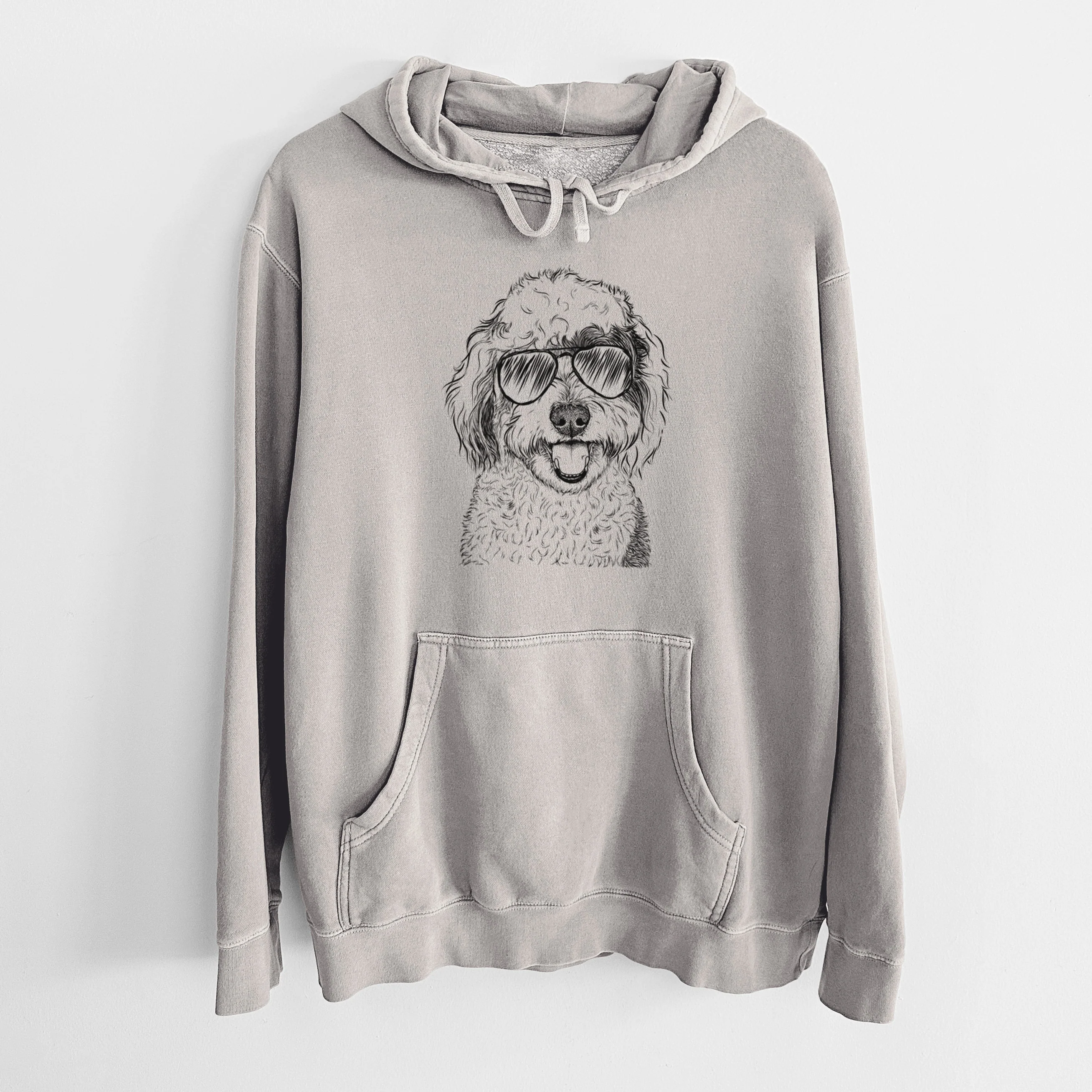 Aviator Sherlock the Sheepadoodle - Unisex Pigment Dyed Hoodie - Image 5