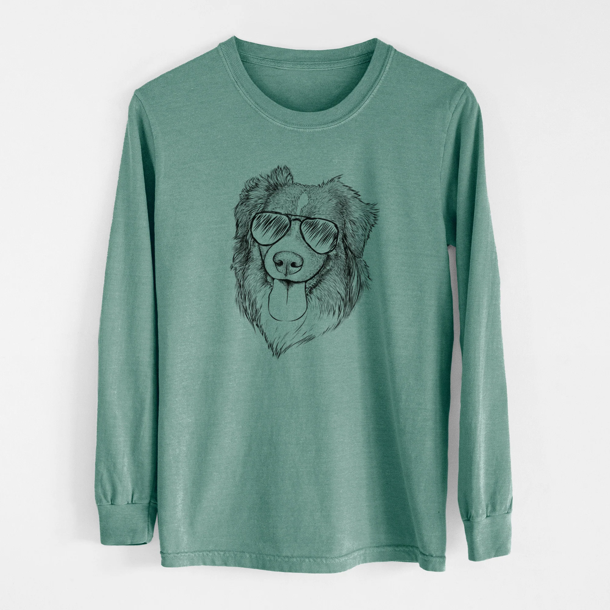 Aviator Siena the Australian Shepherd - Men's Heavyweight 100% Cotton Long Sleeve - Image 13