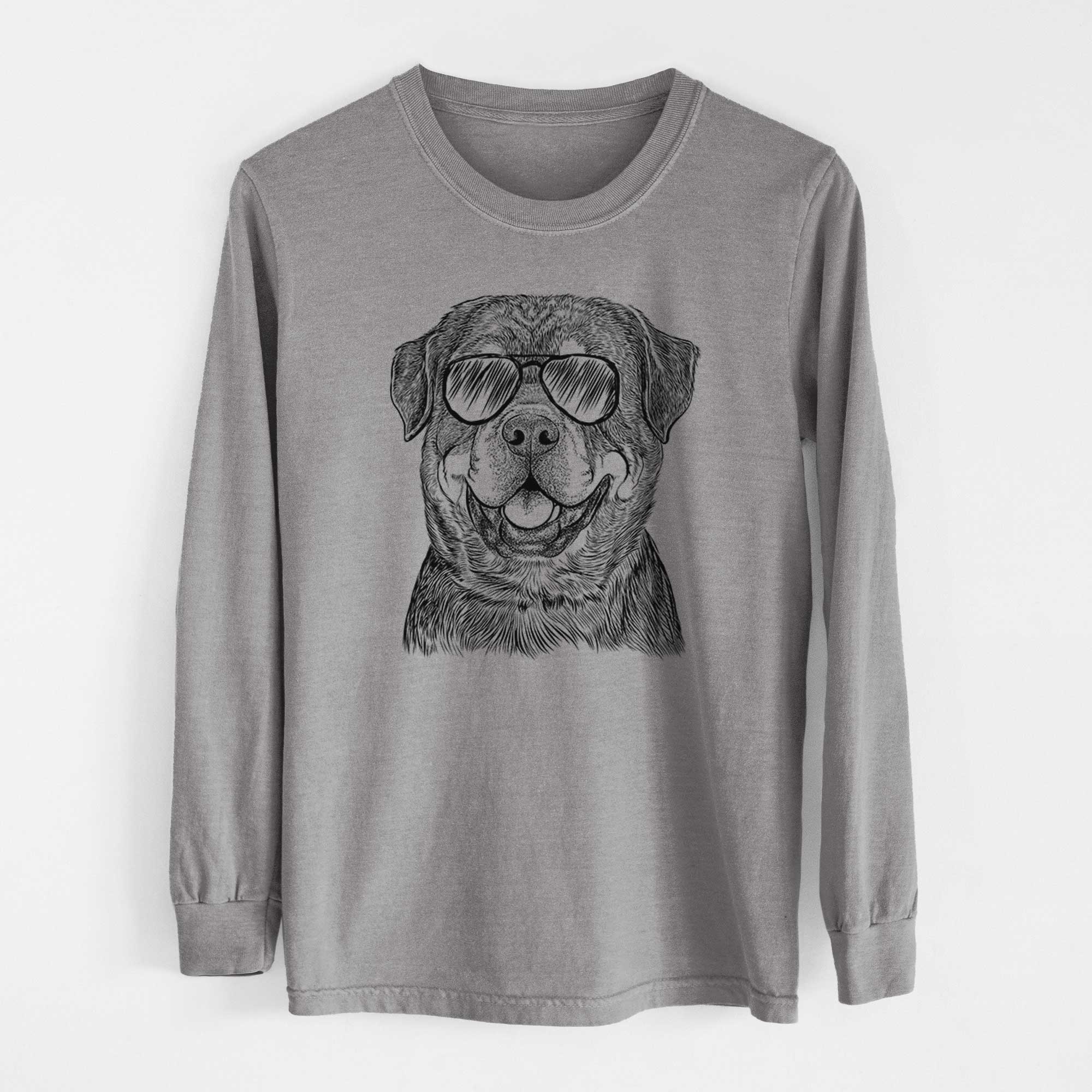Aviator Sig the Rottweiler - Men's Heavyweight 100% Cotton Long Sleeve - Image 7