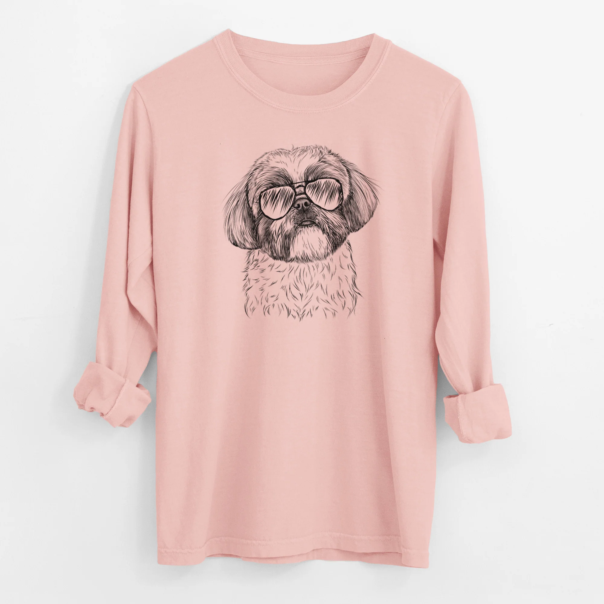 Aviator Simon the Shih Tzu - Men's Heavyweight 100% Cotton Long Sleeve - Image 12