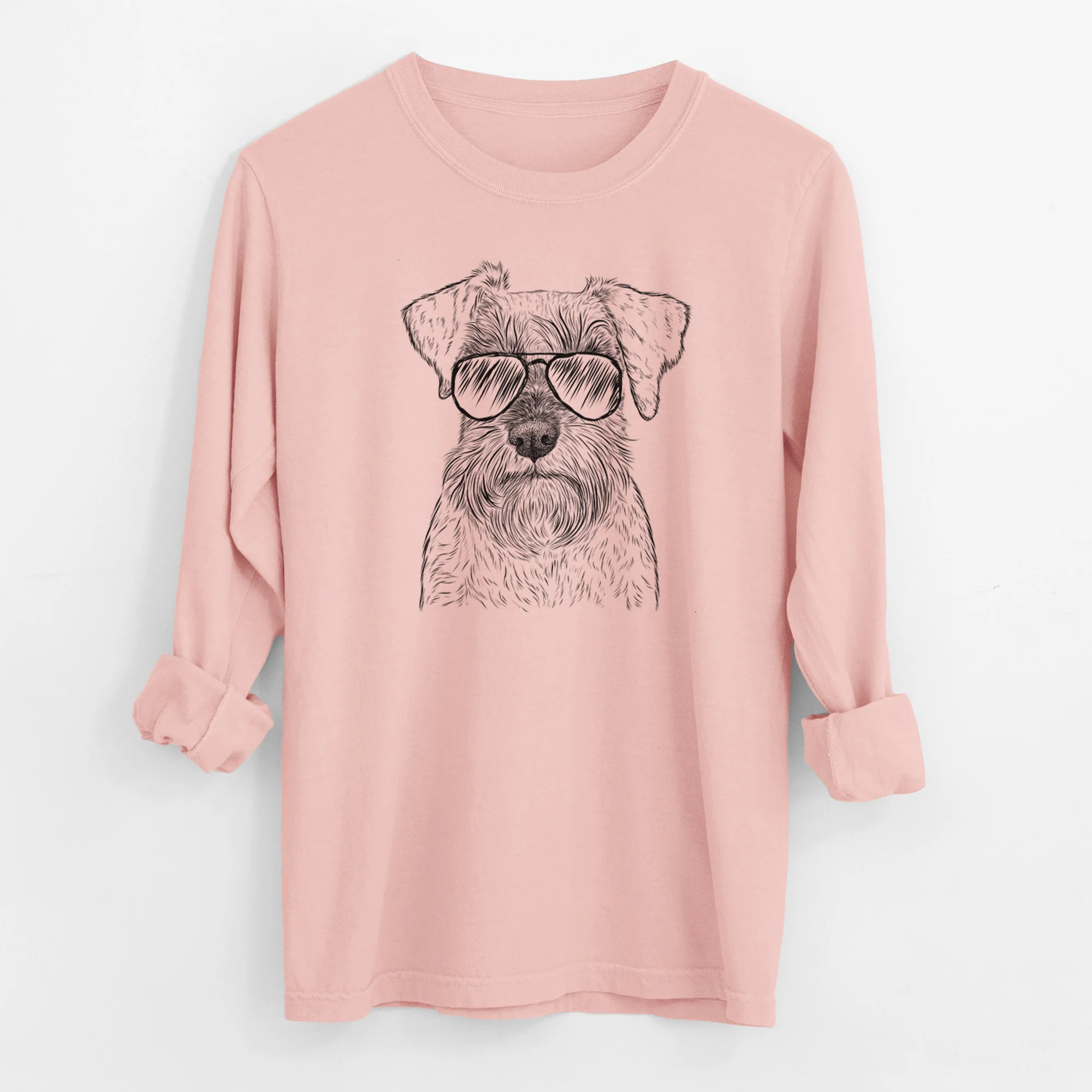 Aviator Smokey the Miniature Schnauzer - Men's Heavyweight 100% Cotton Long Sleeve - Image 12