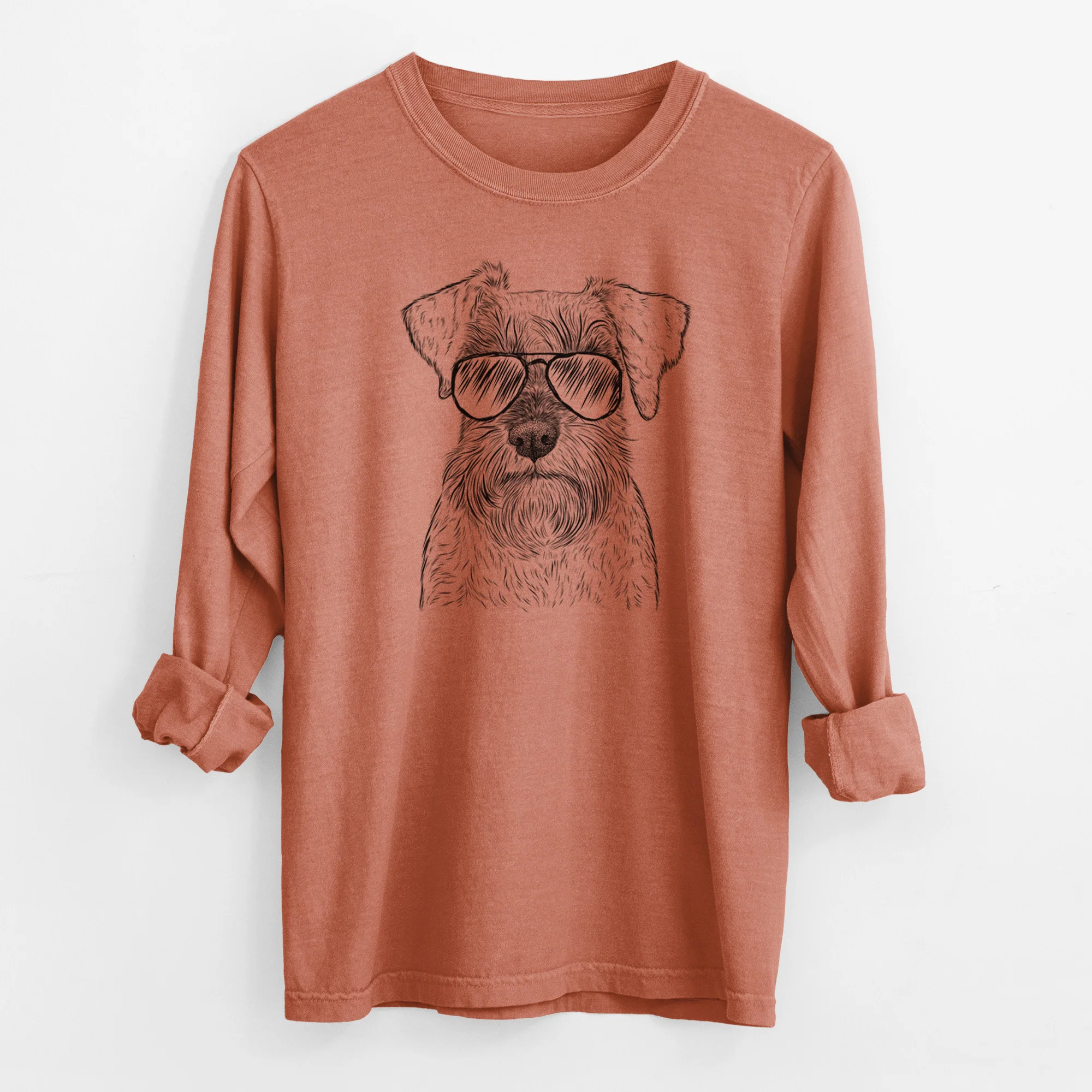 Aviator Smokey the Miniature Schnauzer - Men's Heavyweight 100% Cotton Long Sleeve - Image 14