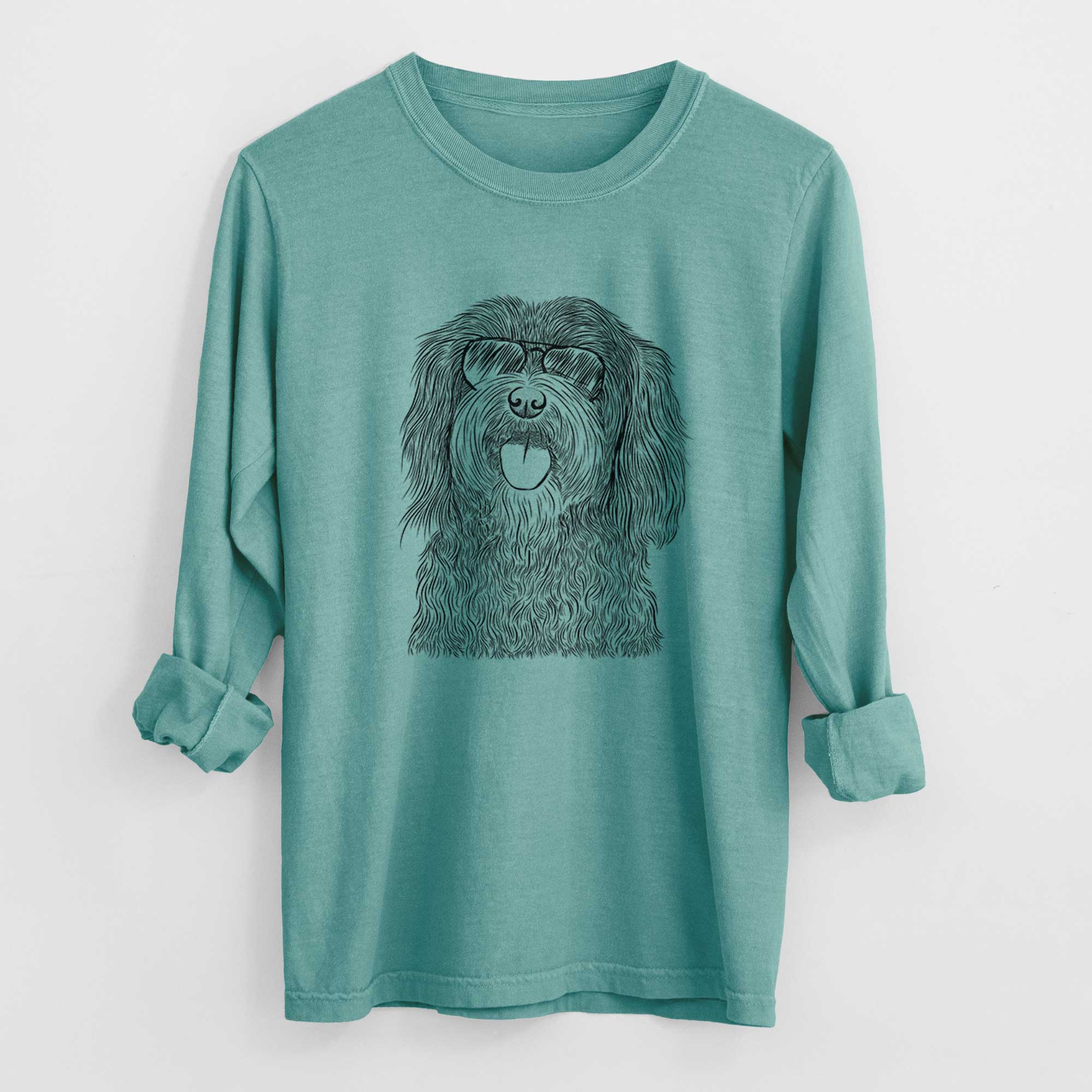 Aviator Sophie the Havanese - Men's Heavyweight 100% Cotton Long Sleeve - Image 9