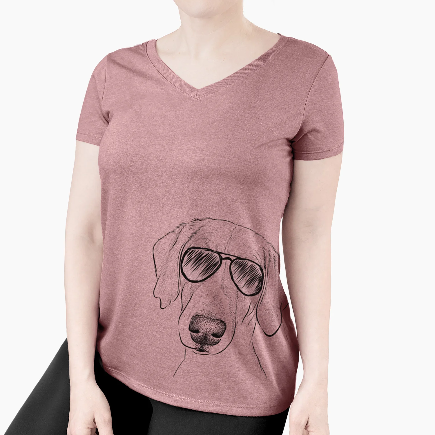 Aviator Stanley the Foxhound - Women's V-neck Shirt - Image 4