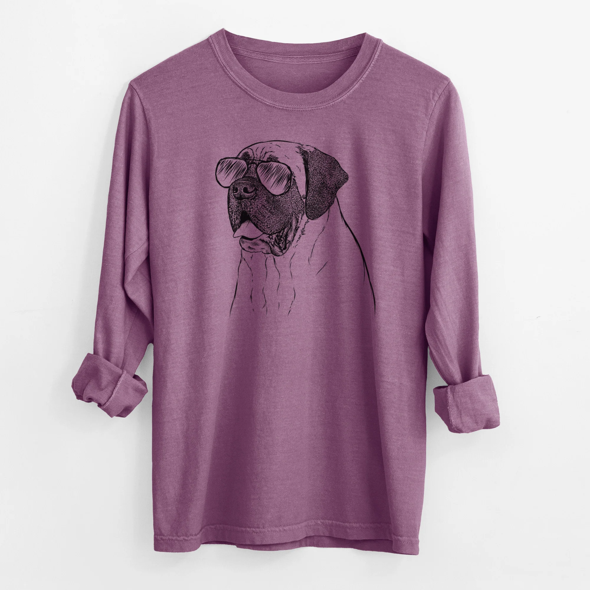 Aviator Sterling the English Mastiff - Men's Heavyweight 100% Cotton Long Sleeve - Image 10