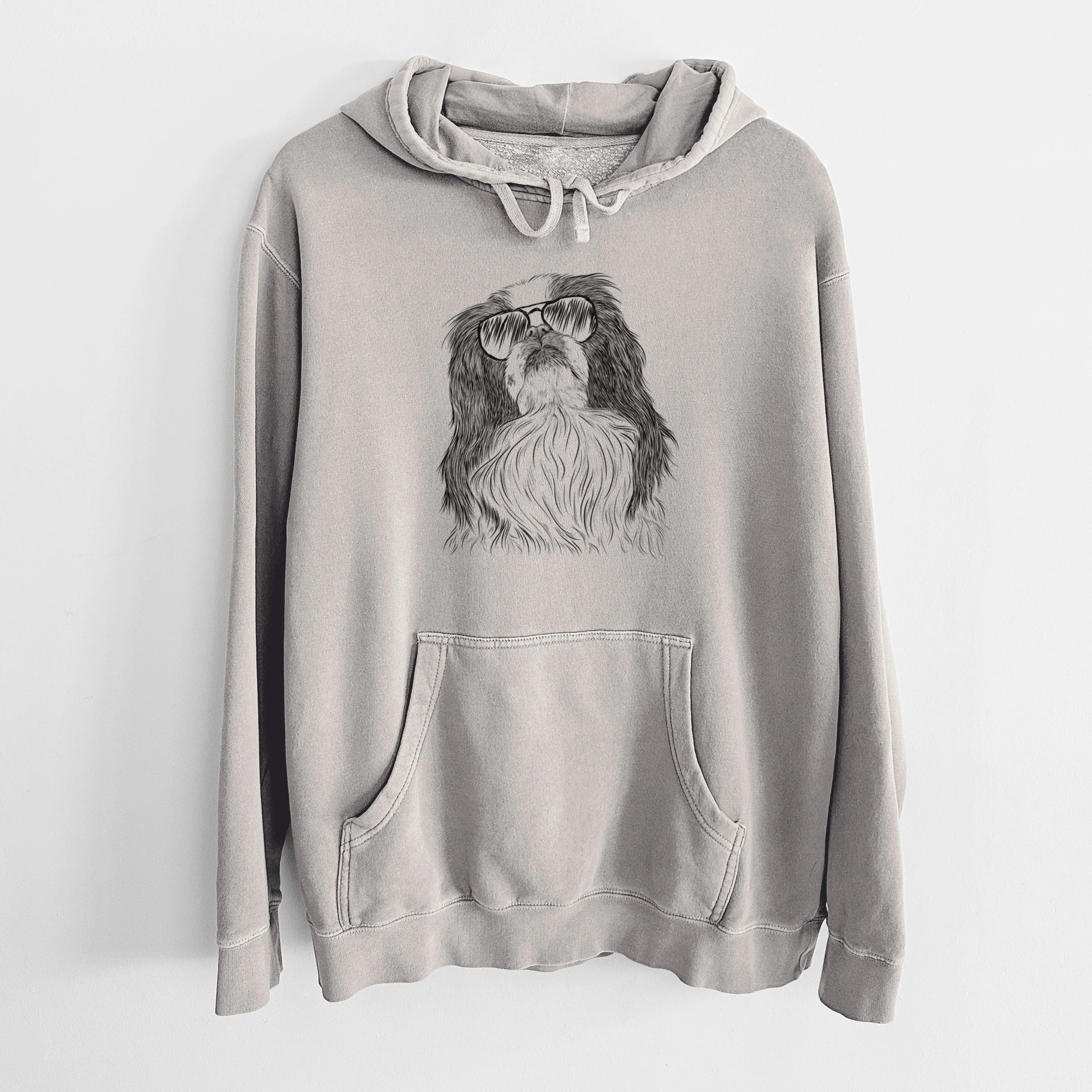 Aviator Suki the Japanese Chin - Unisex Pigment Dyed Hoodie - Image 5