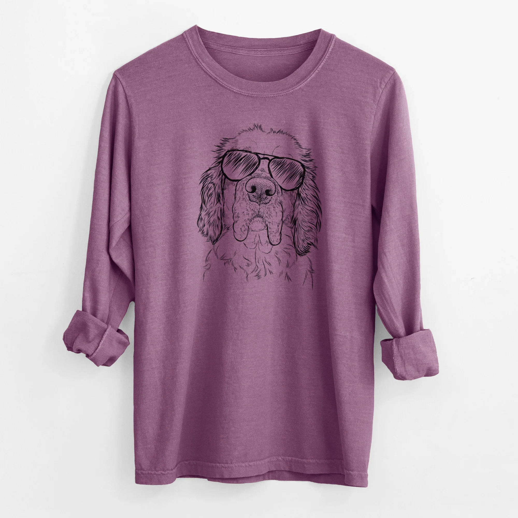 Aviator Sully the Clumber Spaniel - Men's Heavyweight 100% Cotton Long Sleeve - Image 10